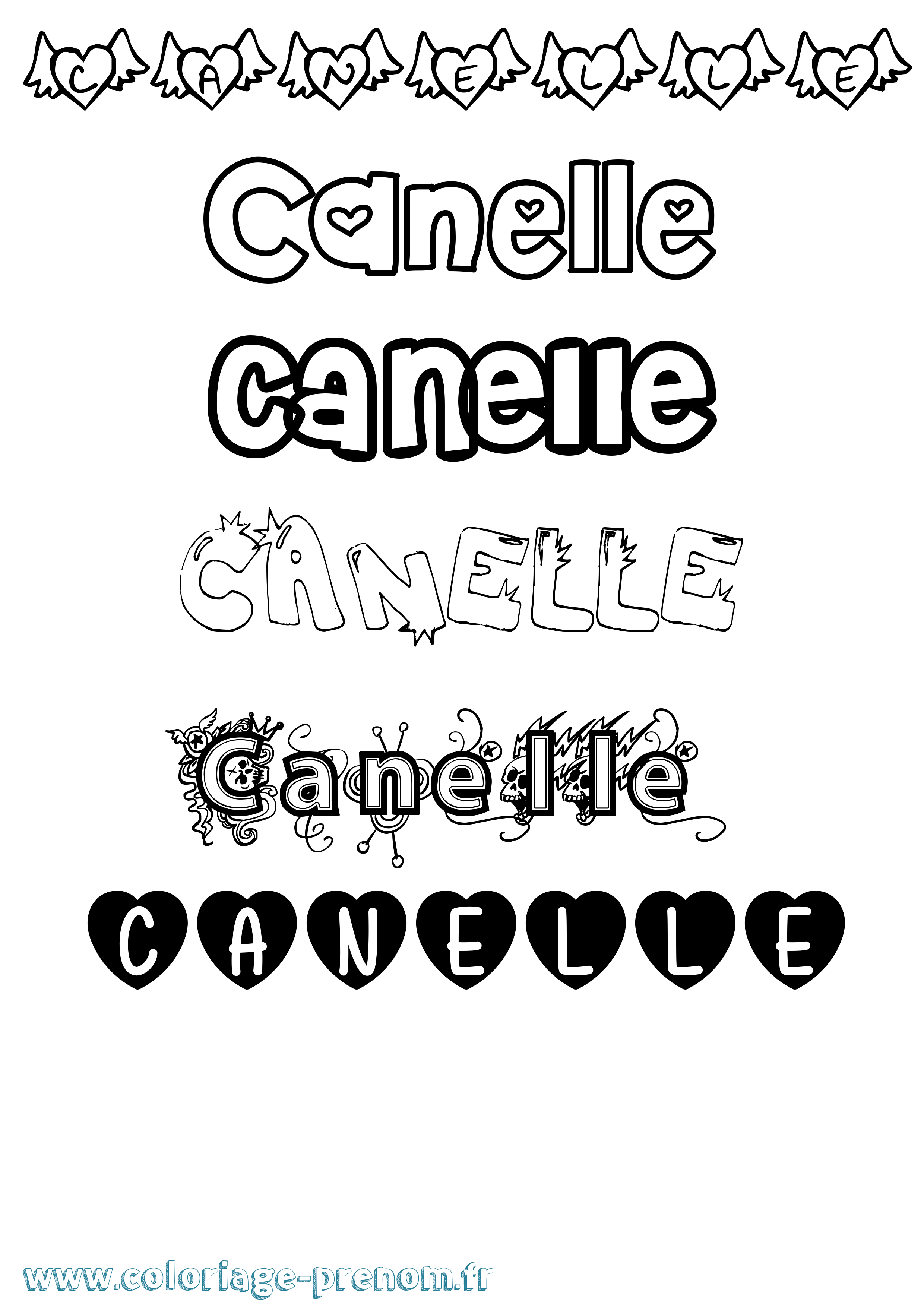 Coloriage prénom Canelle Girly