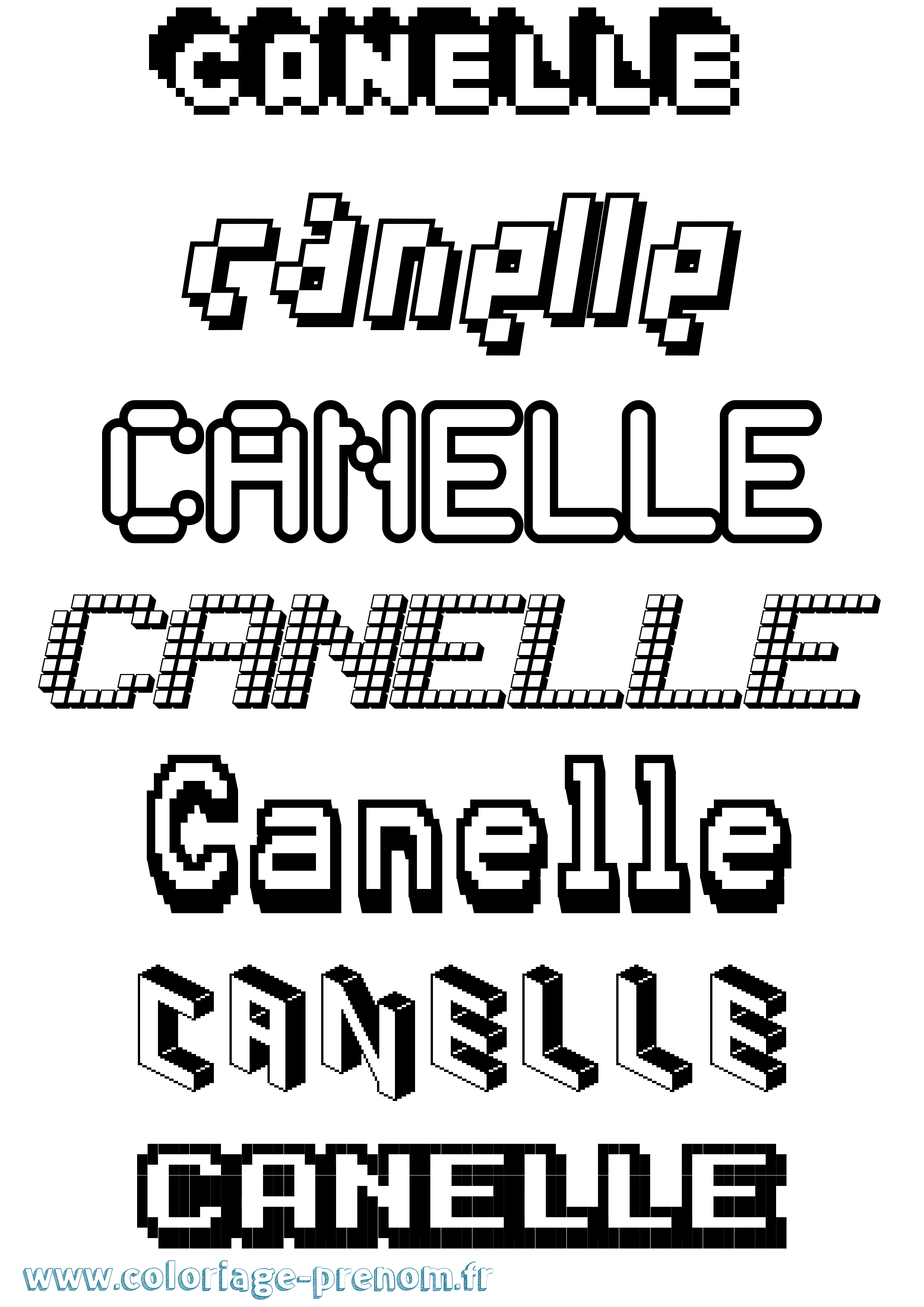 Coloriage prénom Canelle Pixel