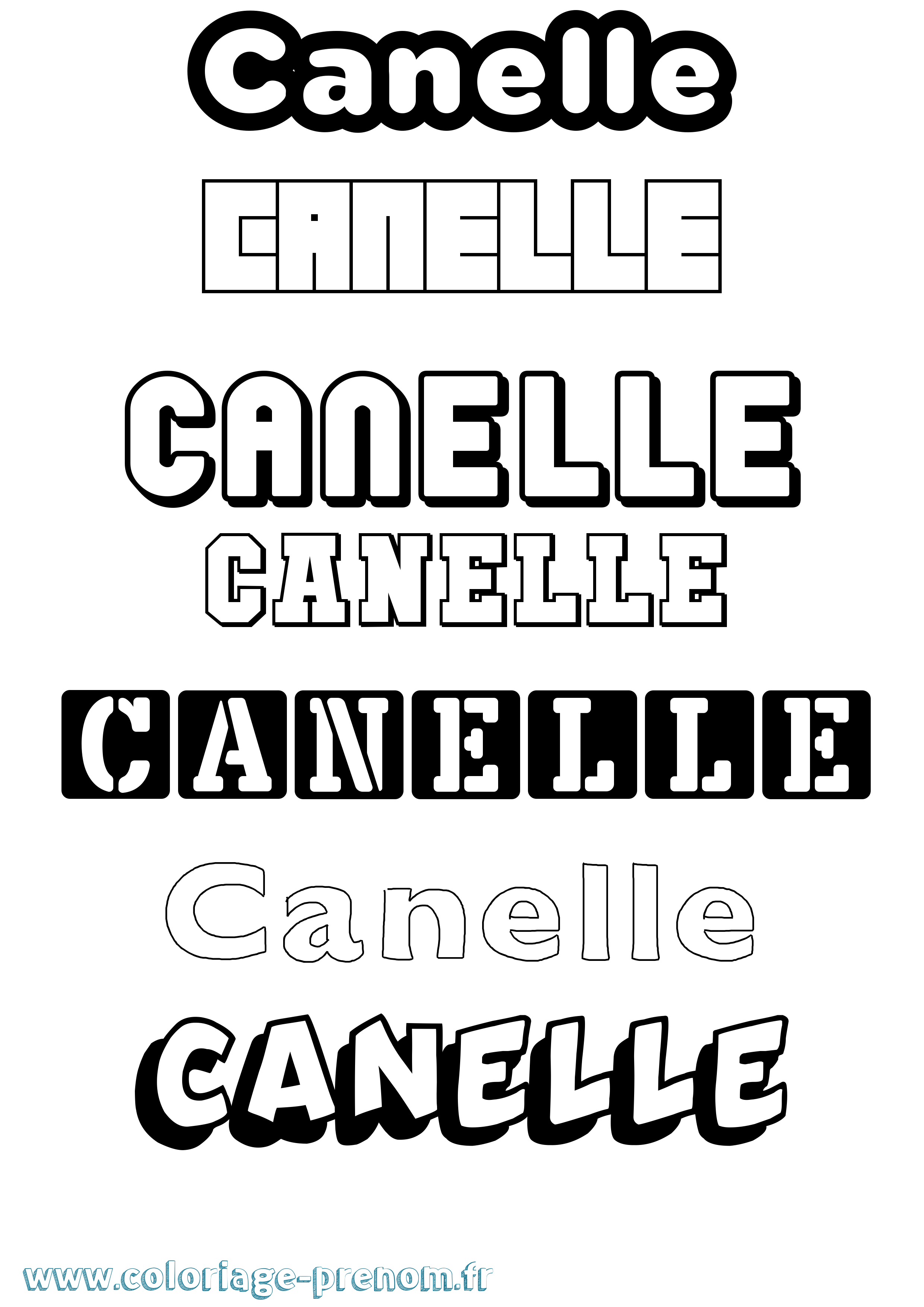 Coloriage prénom Canelle Simple