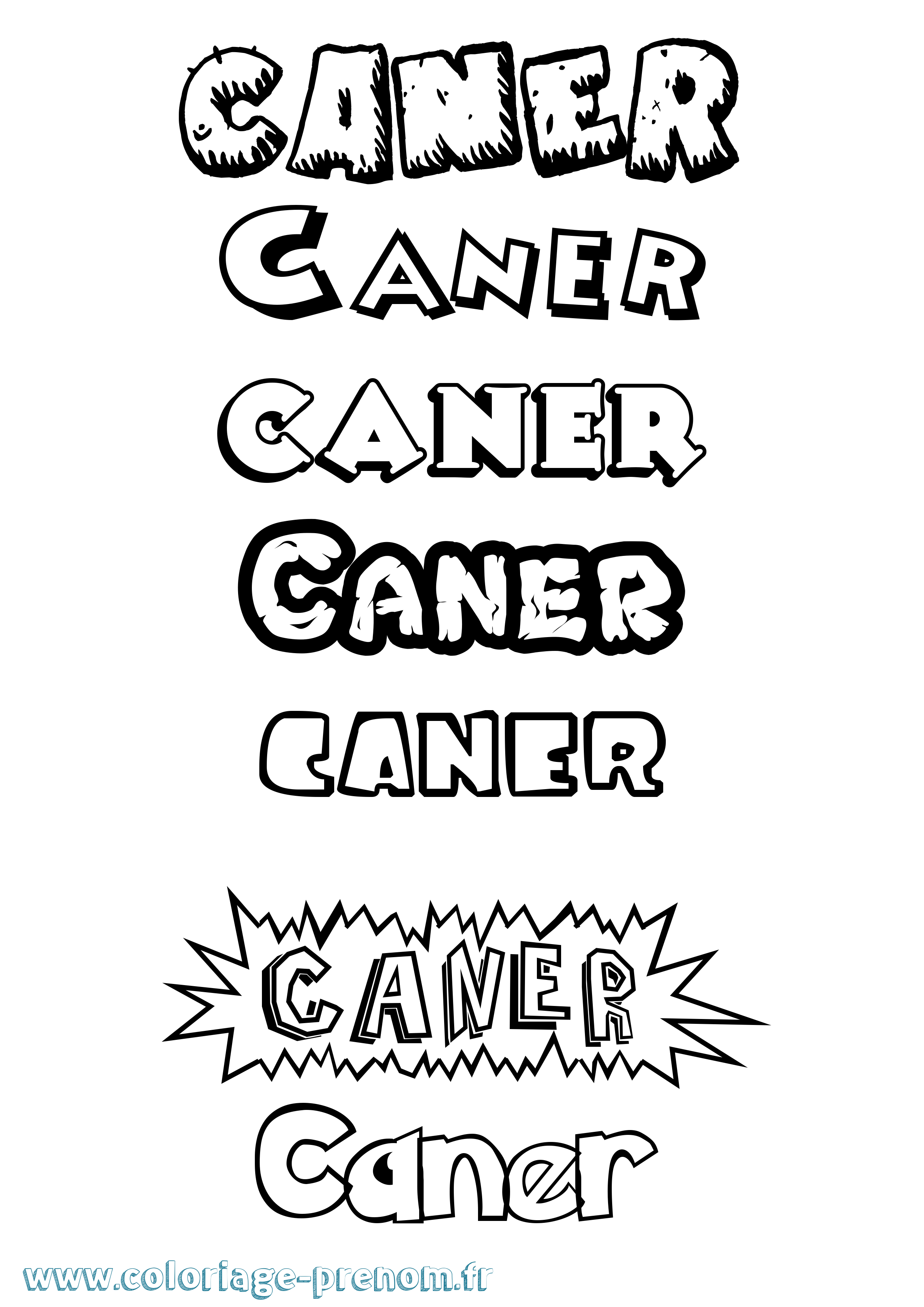 Coloriage Caner Dessin Animé Coloriage prénom Caner Dessin Animé