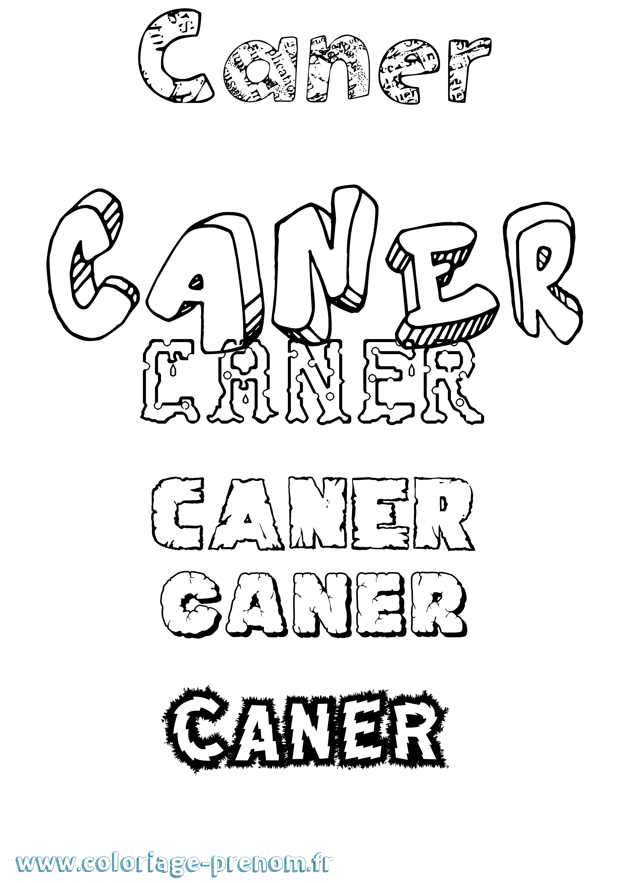 Coloriage Caner Destructuré Coloriage prénom Caner Destructuré