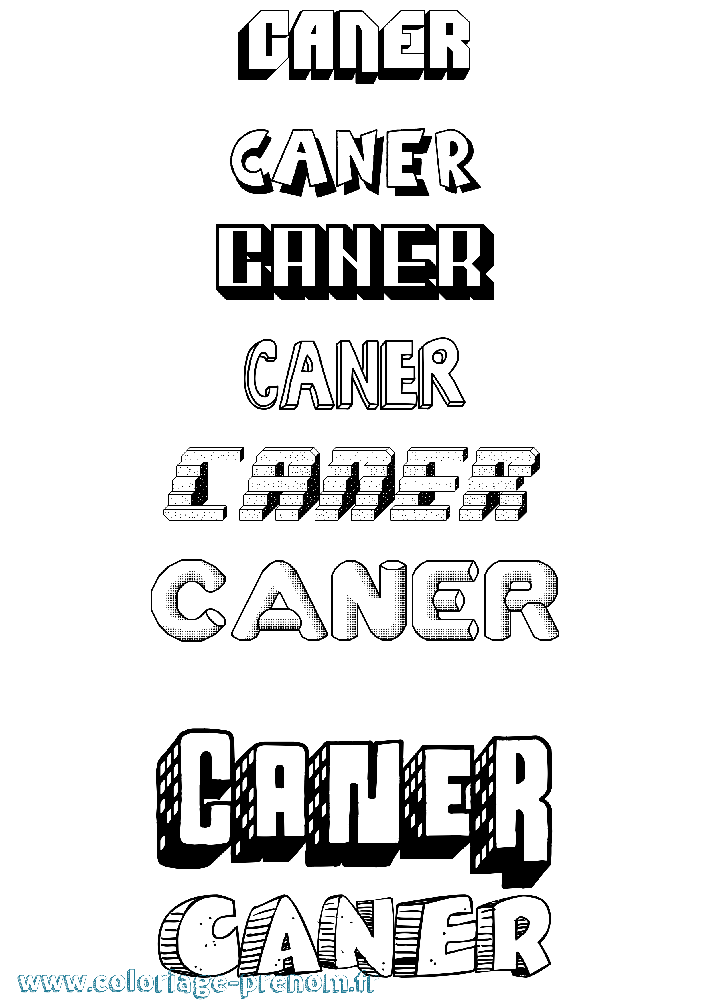 Coloriage Caner Effet 3D Coloriage prénom Caner Effet 3D