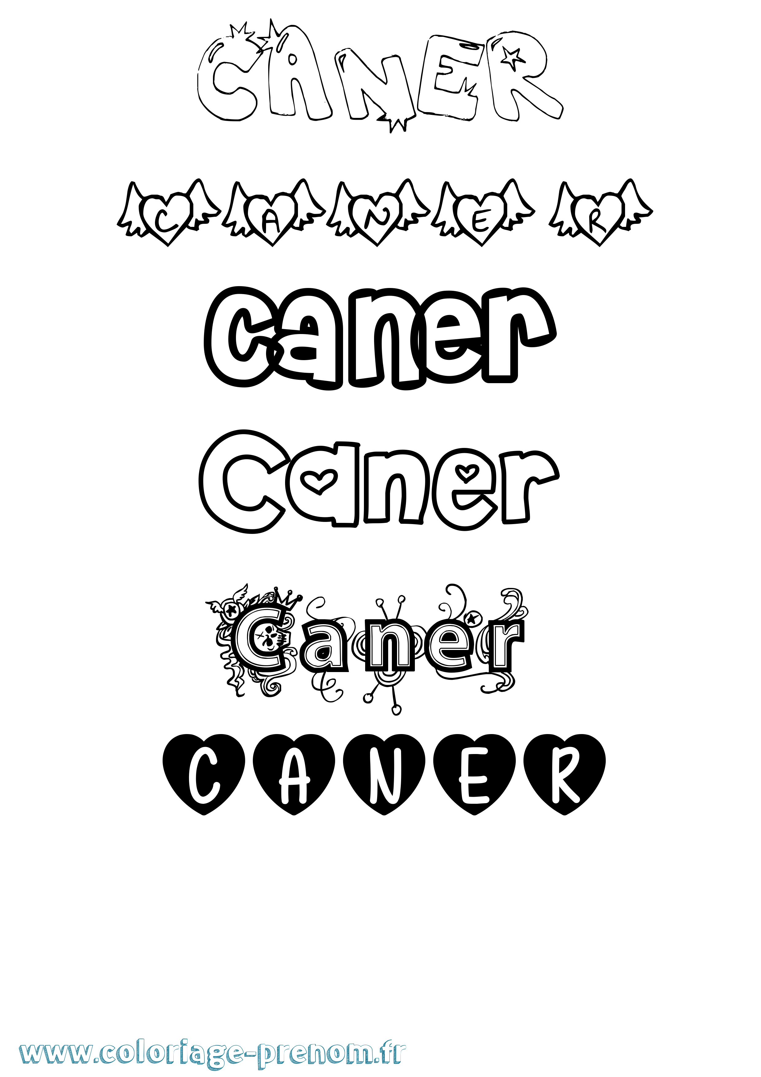 Coloriage Caner Girly Coloriage prénom Caner Girly