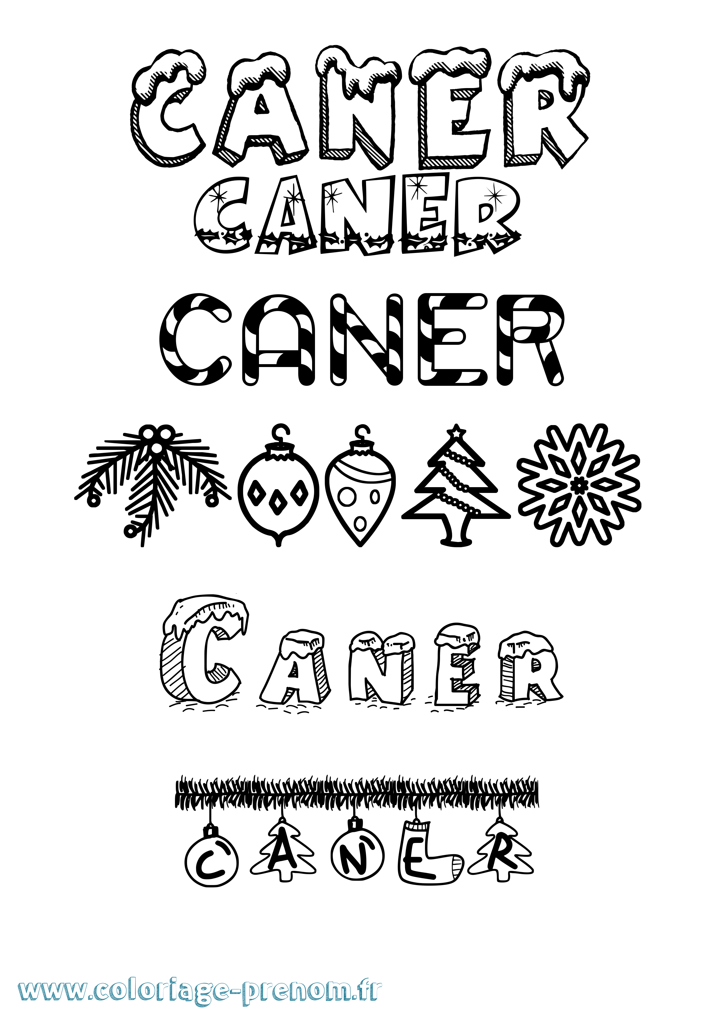 Coloriage Caner Noël Coloriage prénom Caner Noël