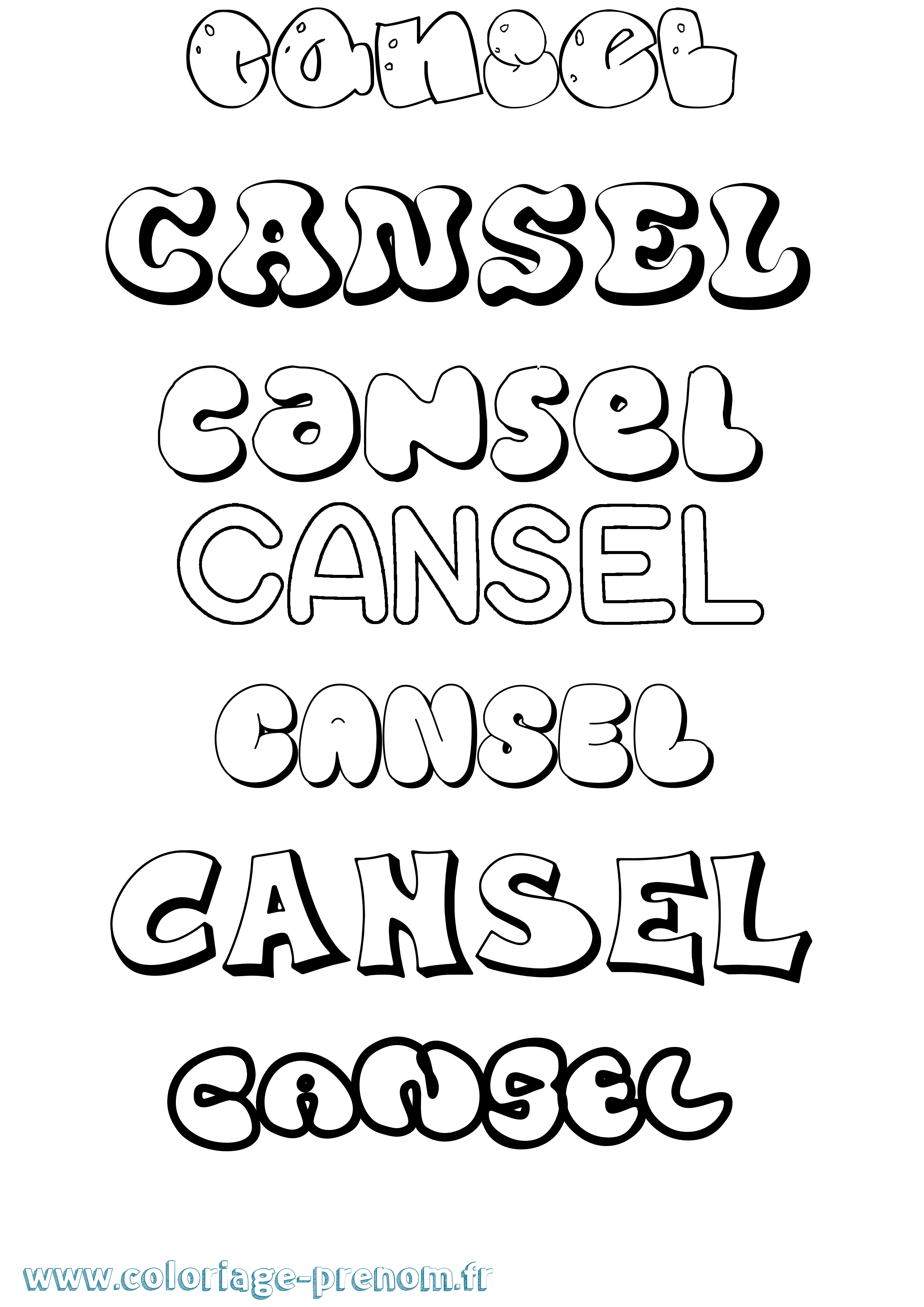 Coloriage prénom Cansel Bubble