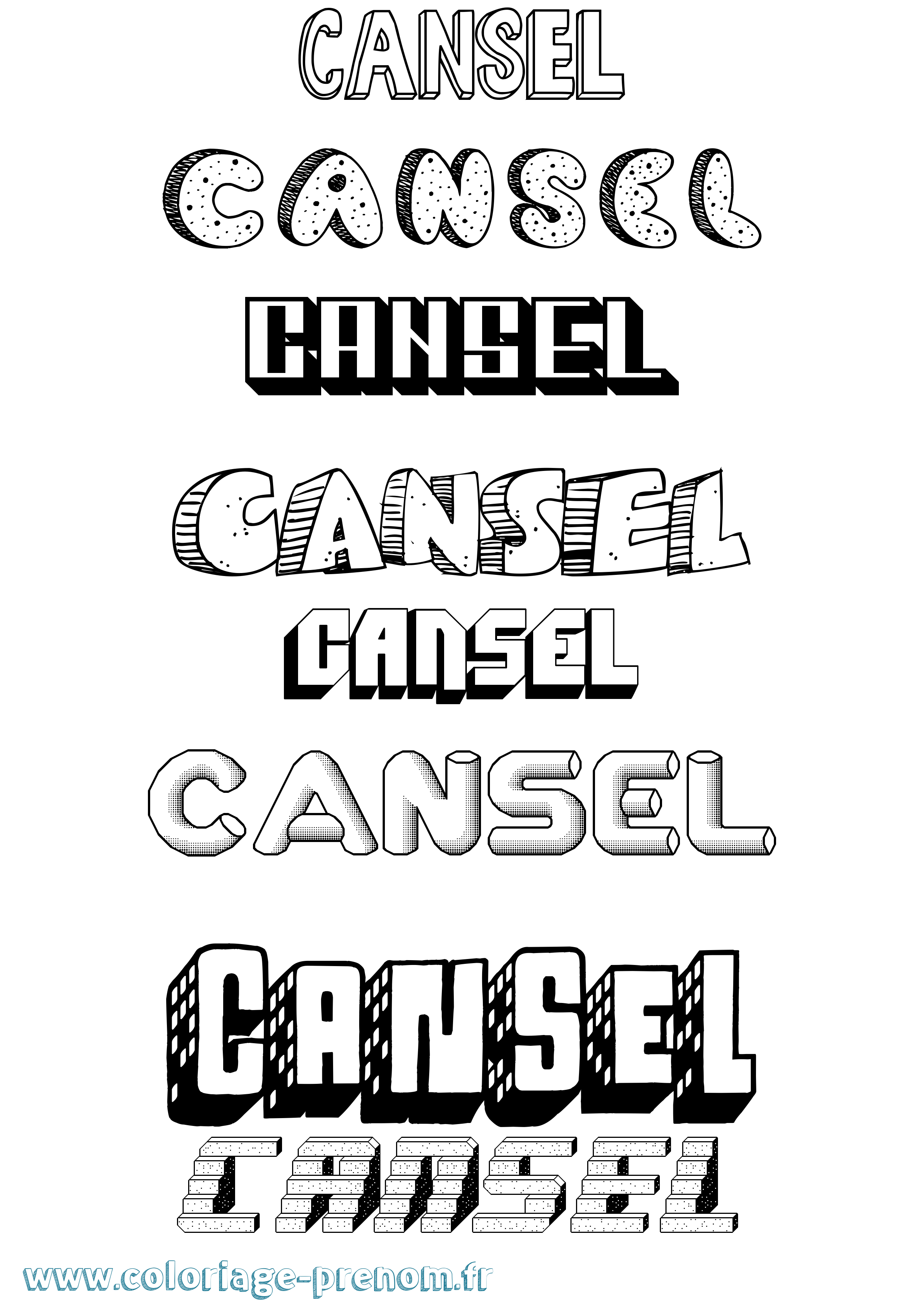 Coloriage prénom Cansel Effet 3D