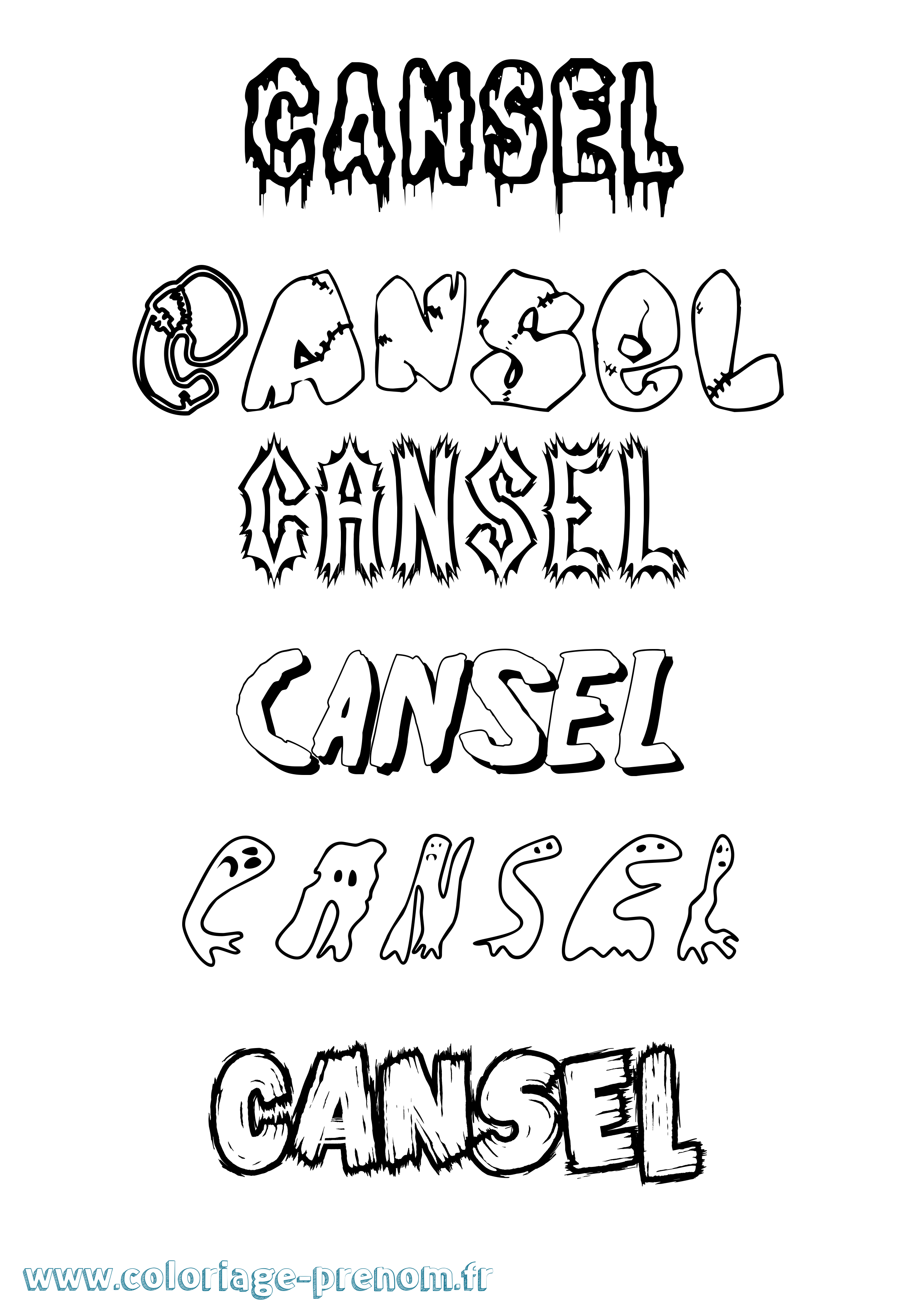 Coloriage prénom Cansel Frisson