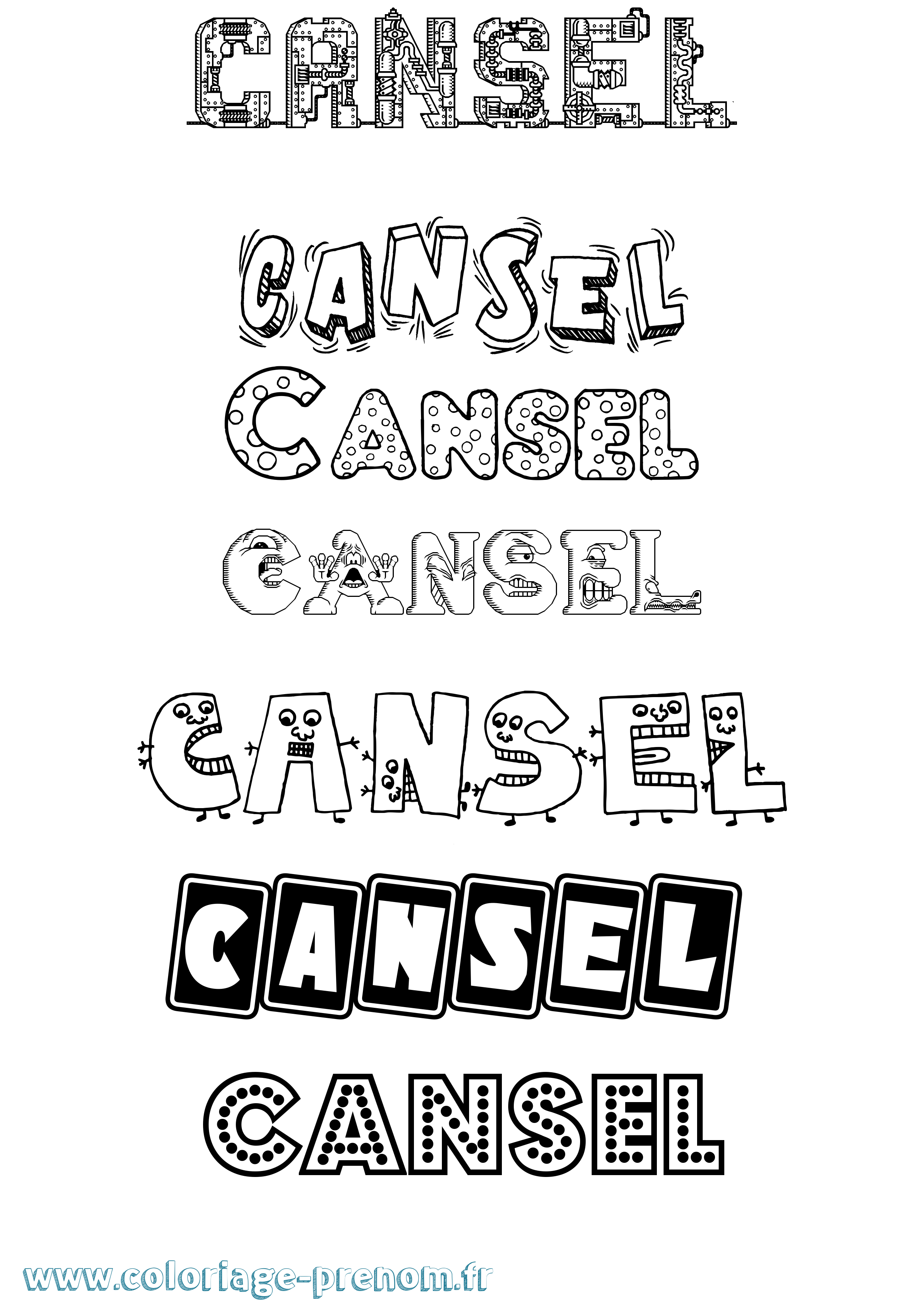 Coloriage prénom Cansel Fun