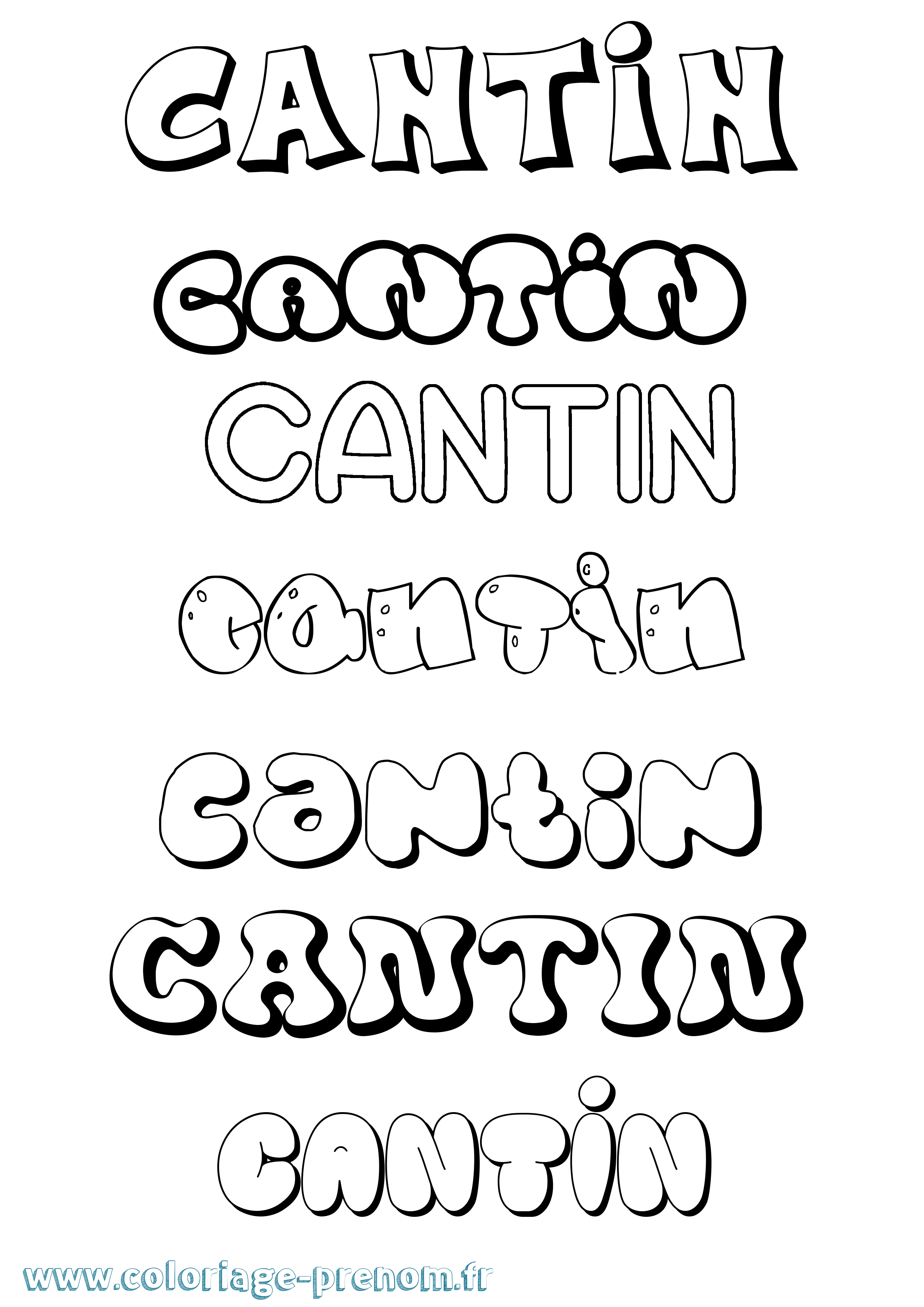 Coloriage prénom Cantin Bubble