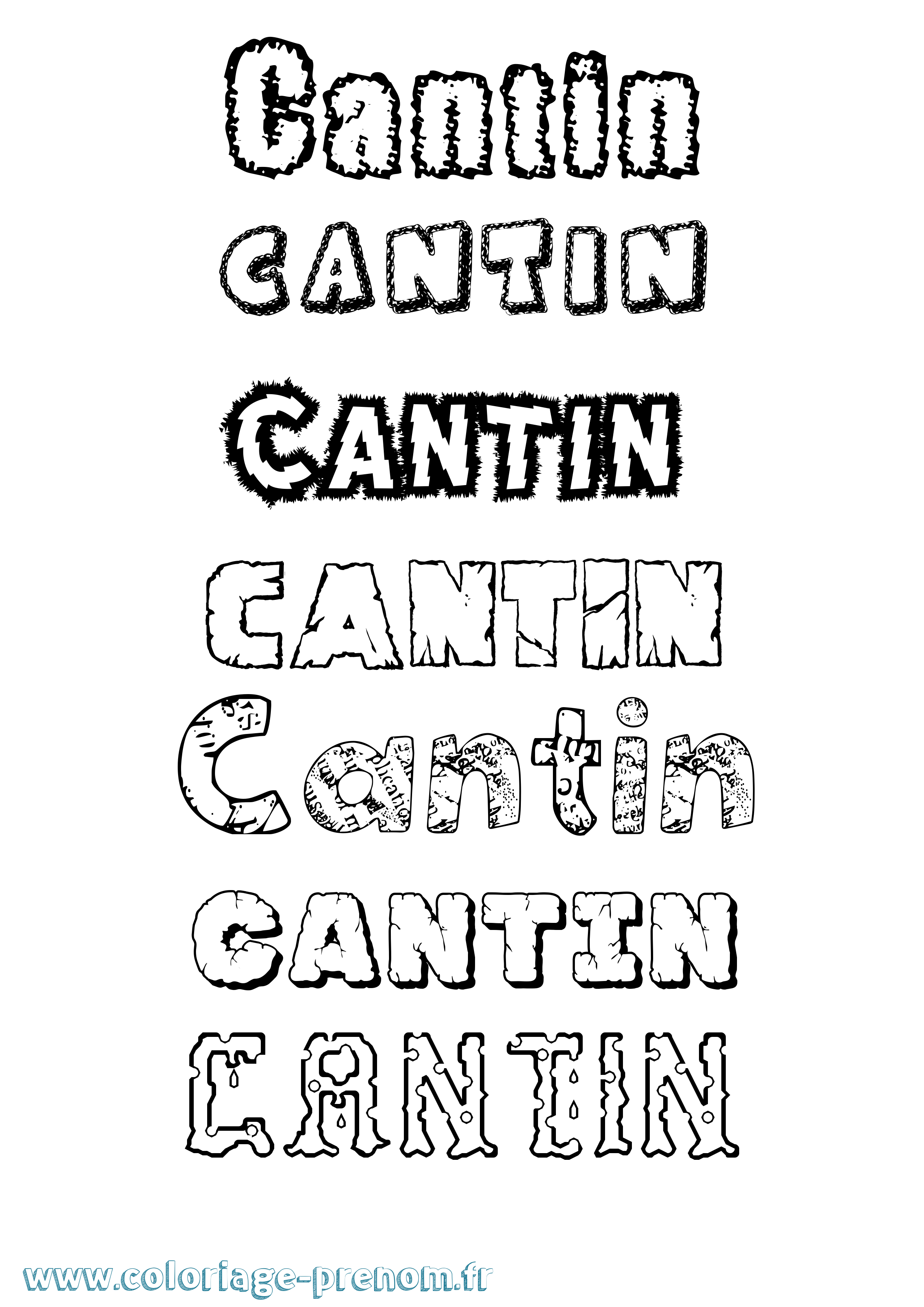Coloriage prénom Cantin Destructuré