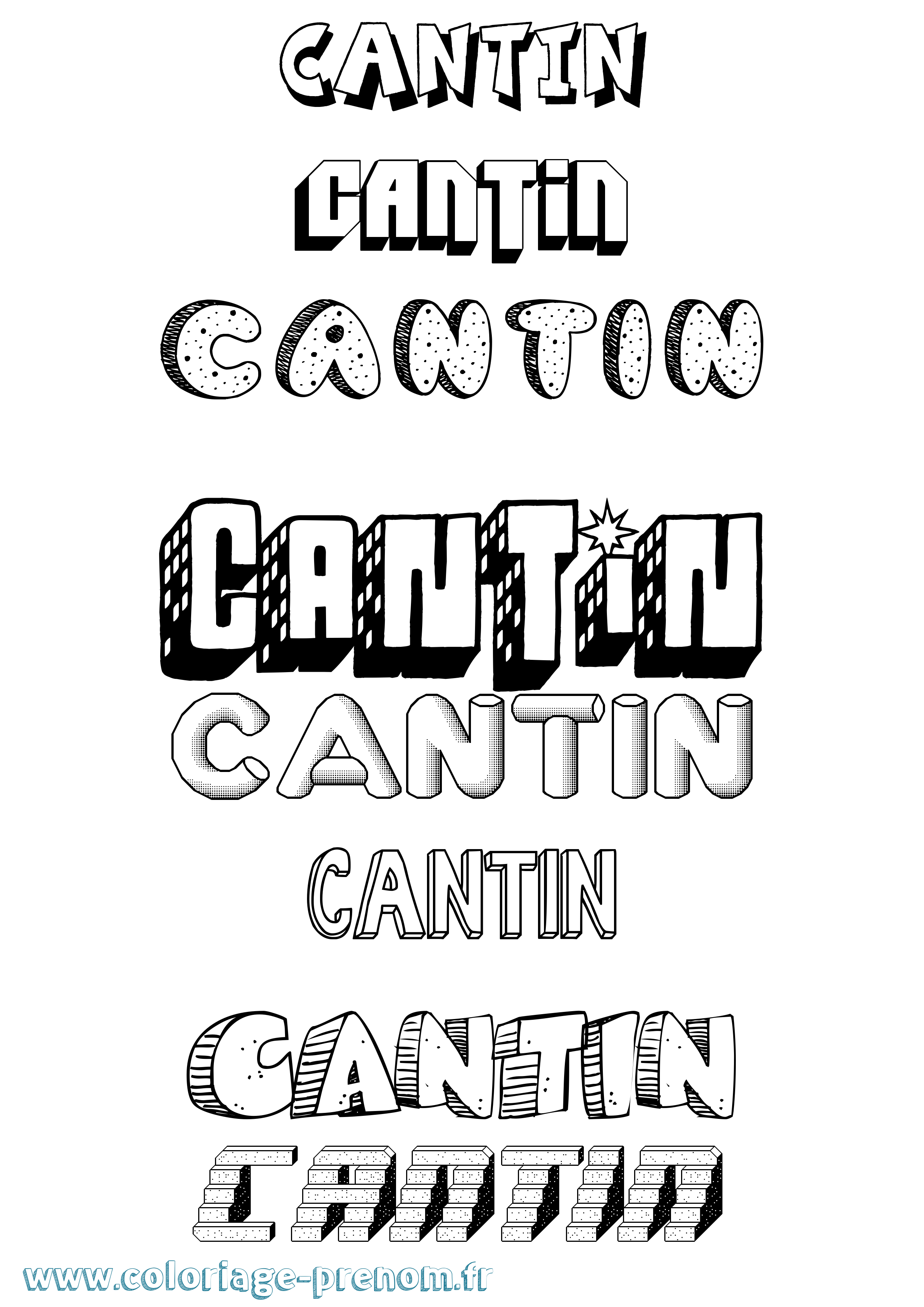 Coloriage prénom Cantin Effet 3D