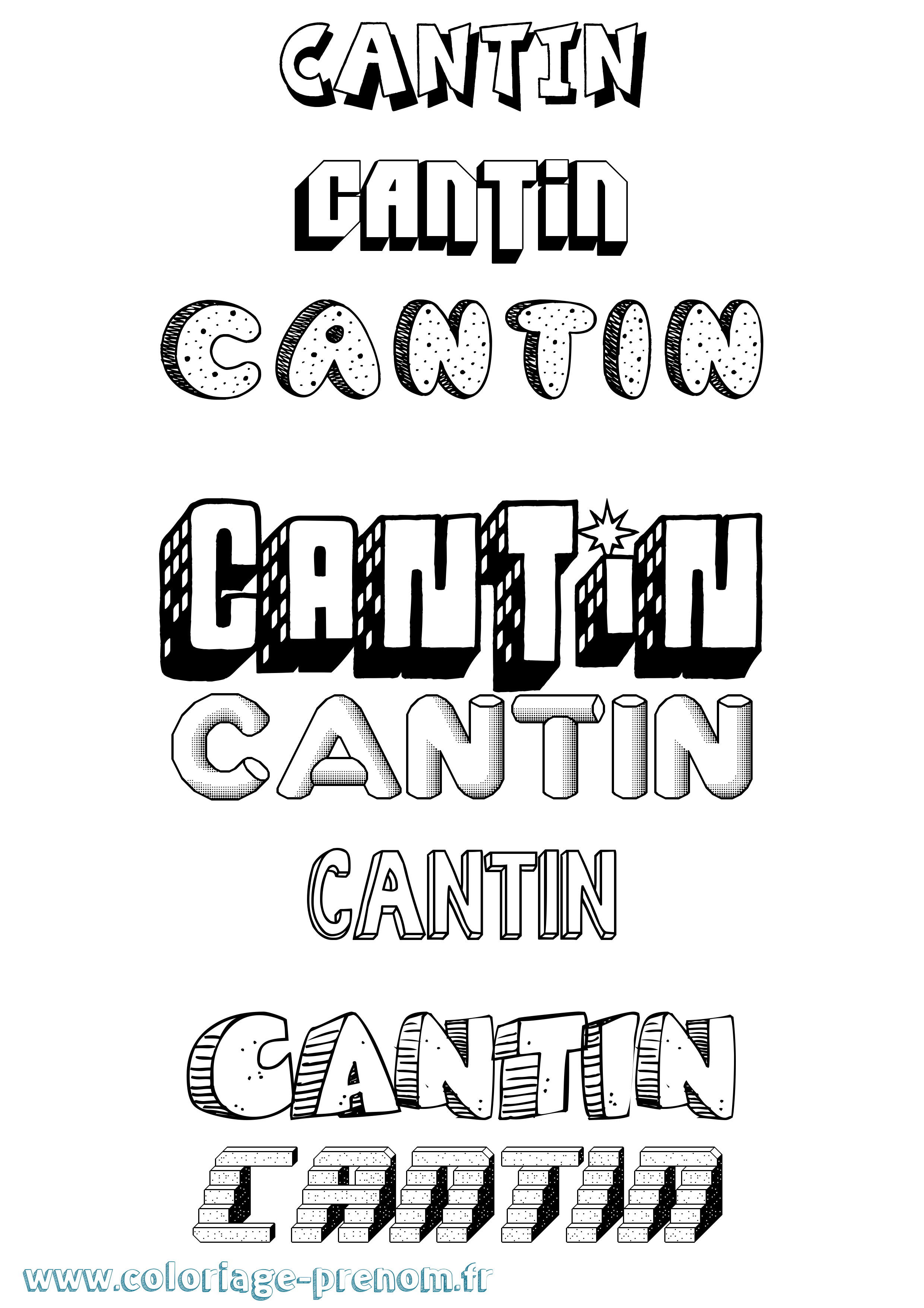 Coloriage Cantin Effet 3D Coloriage prénom Cantin Effet 3D
