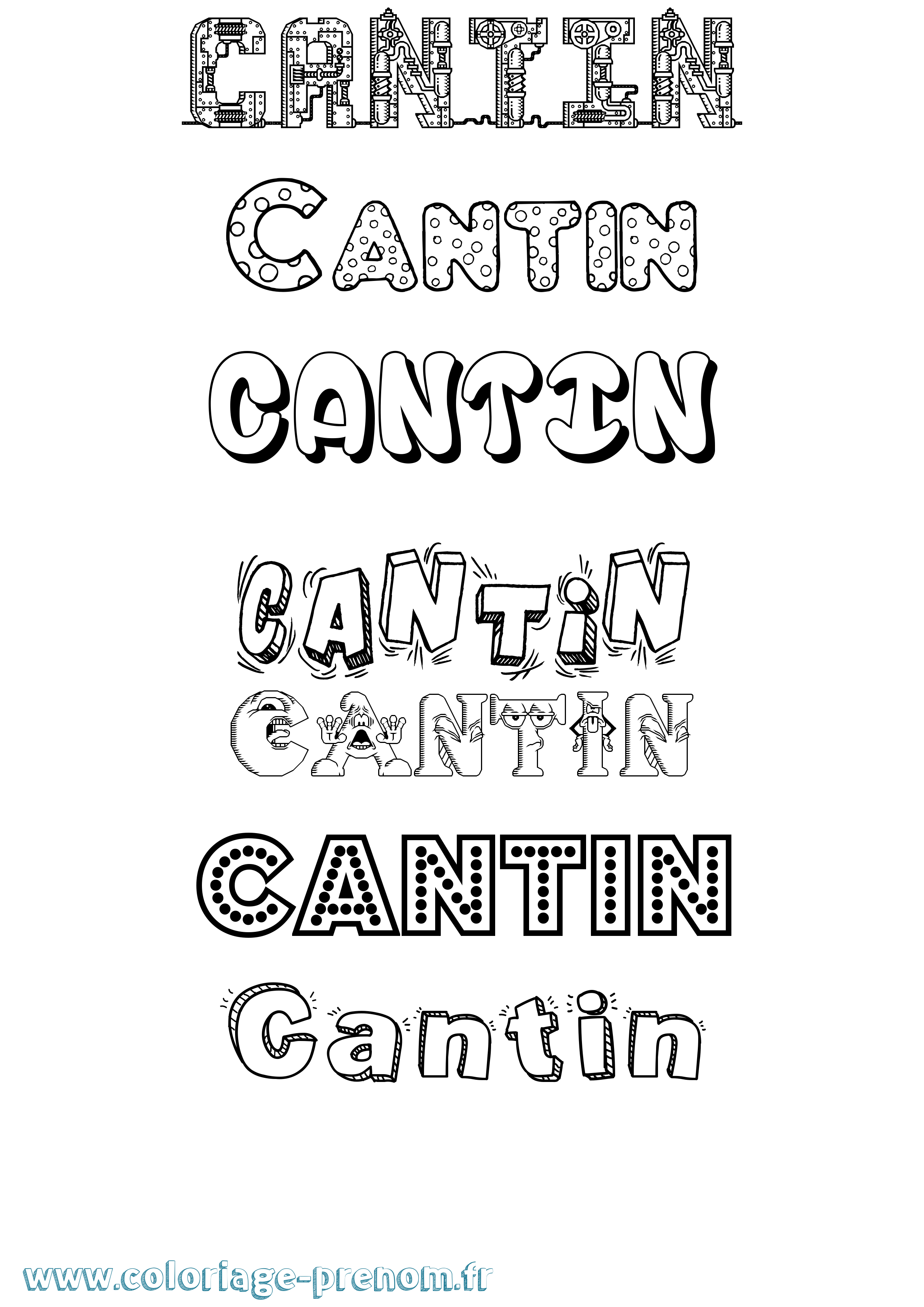 Coloriage prénom Cantin Fun
