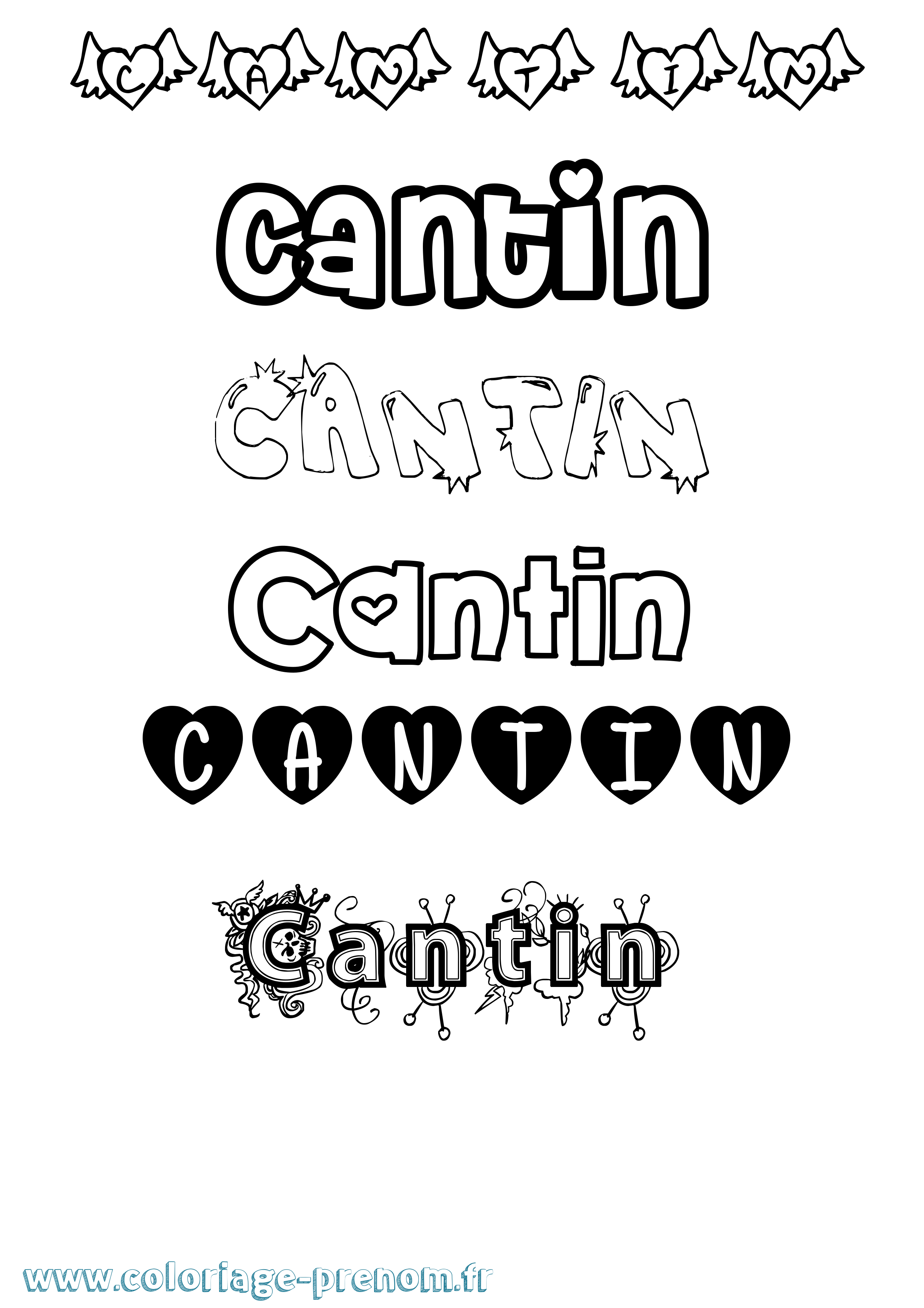 Coloriage prénom Cantin Girly