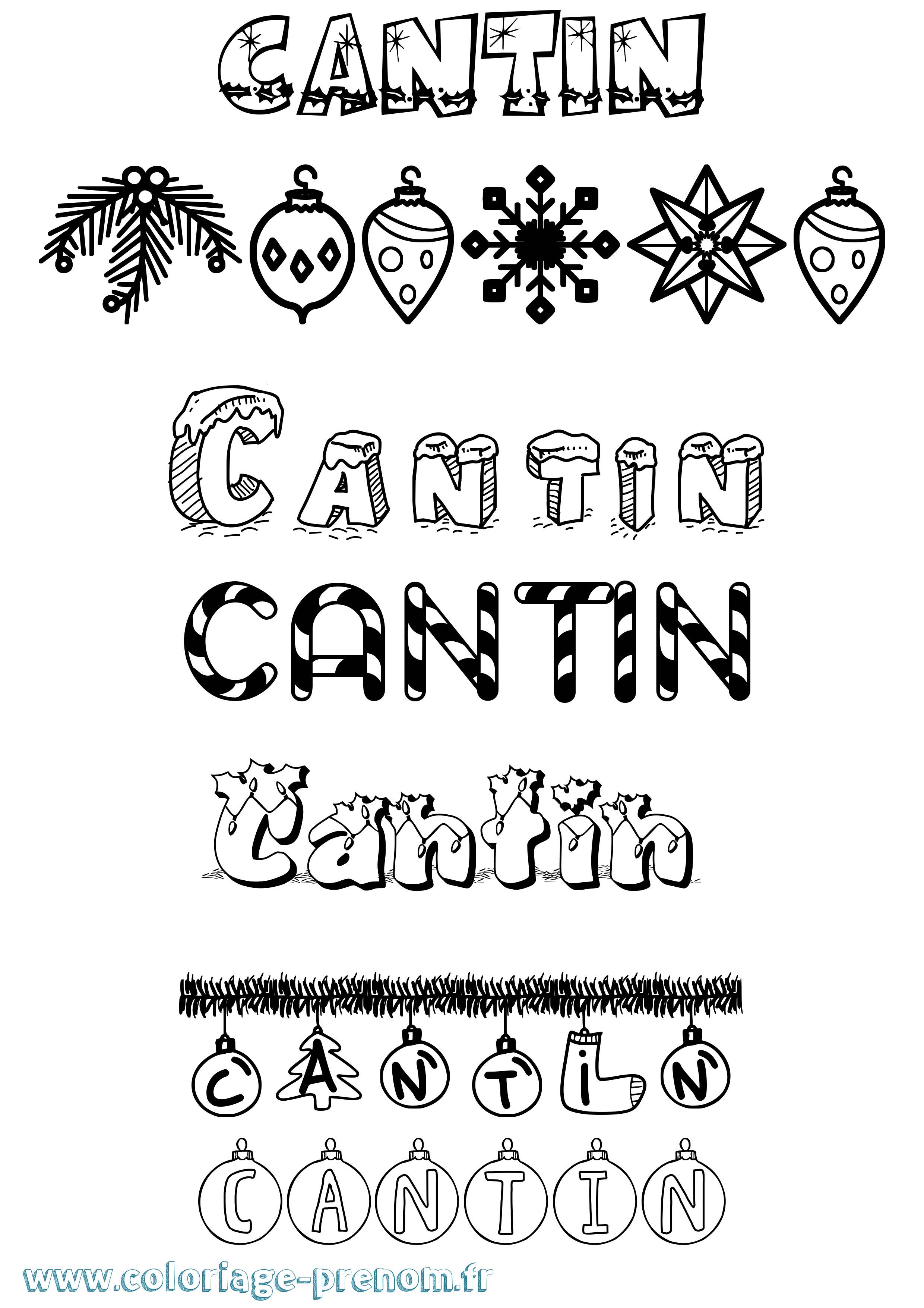 Coloriage prénom Cantin Noël