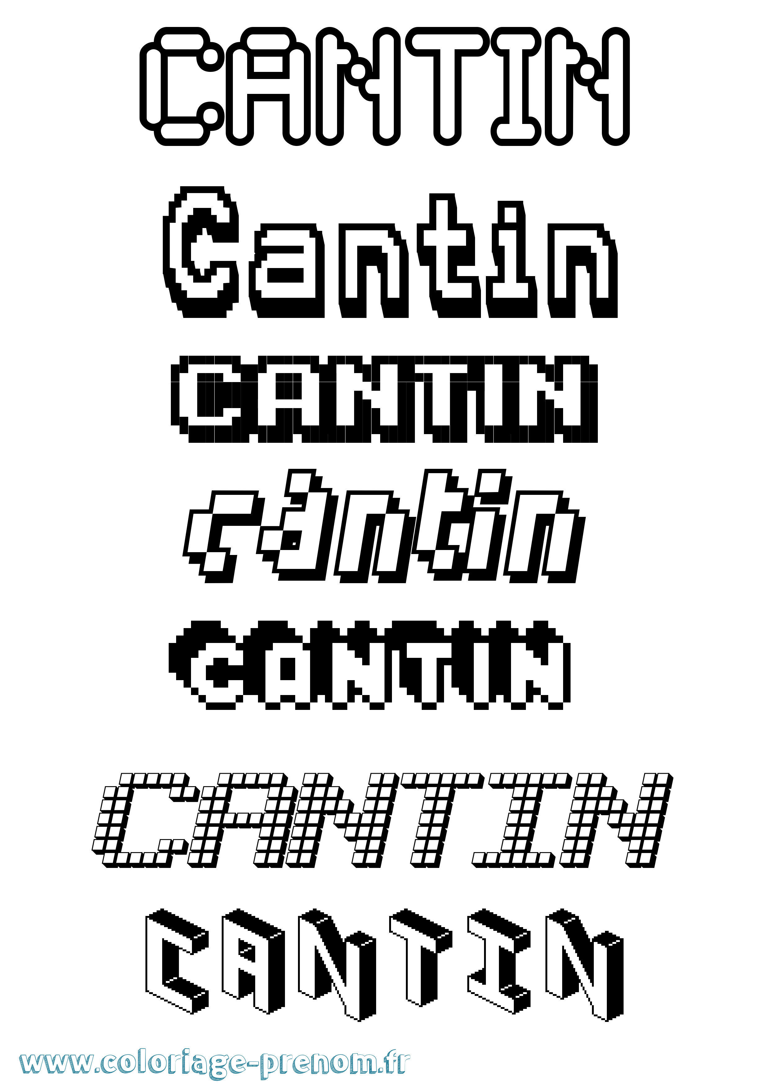 Coloriage prénom Cantin Pixel