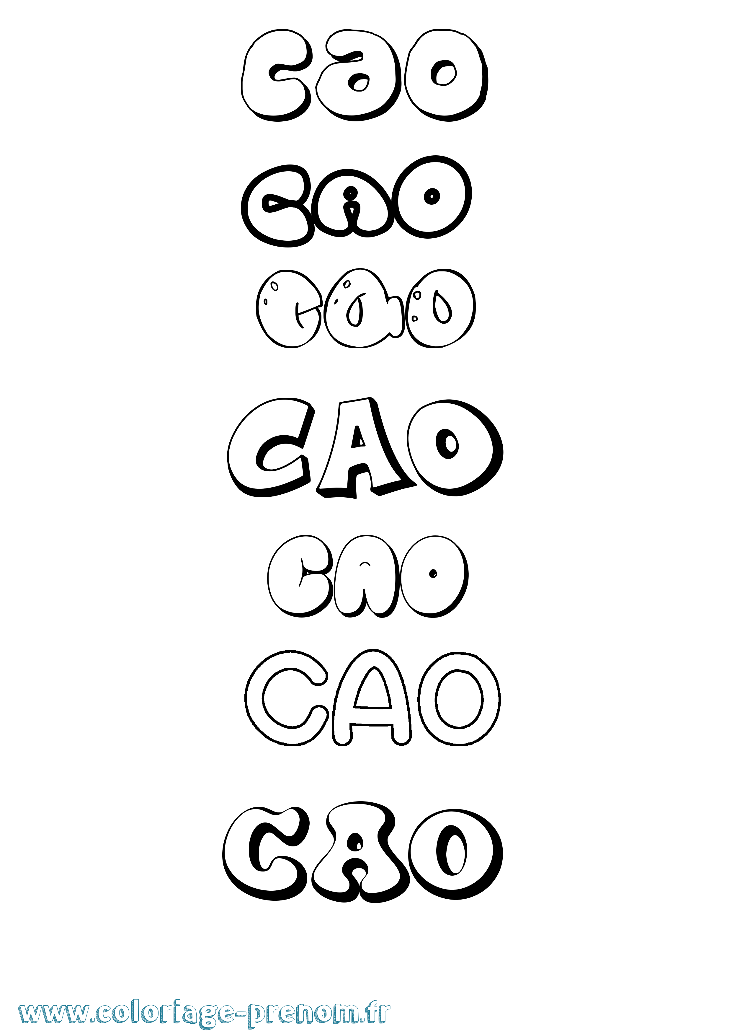Coloriage Cao Bubble Coloriage prénom Cao Bubble