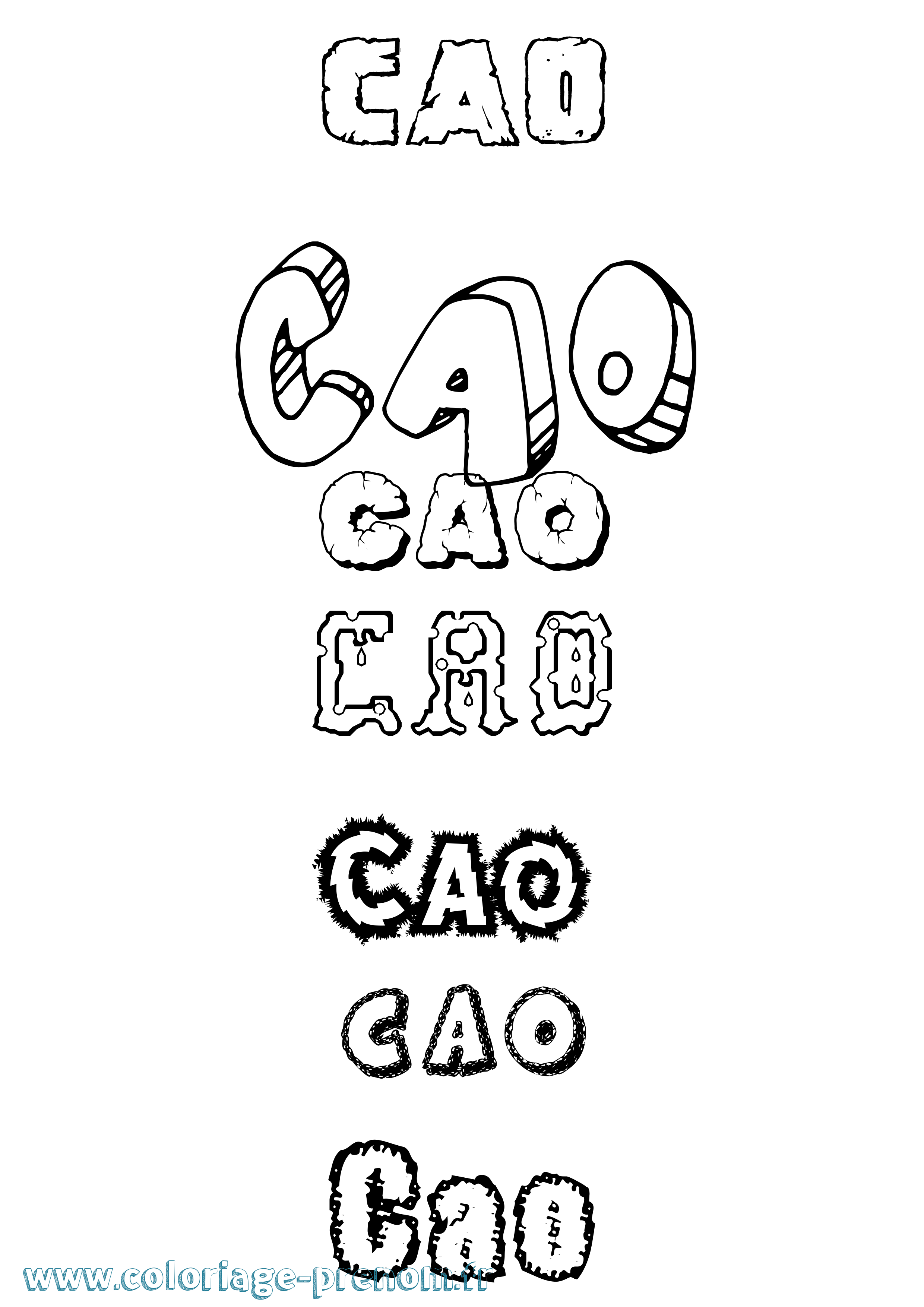 Coloriage Cao Destructuré Coloriage prénom Cao Destructuré