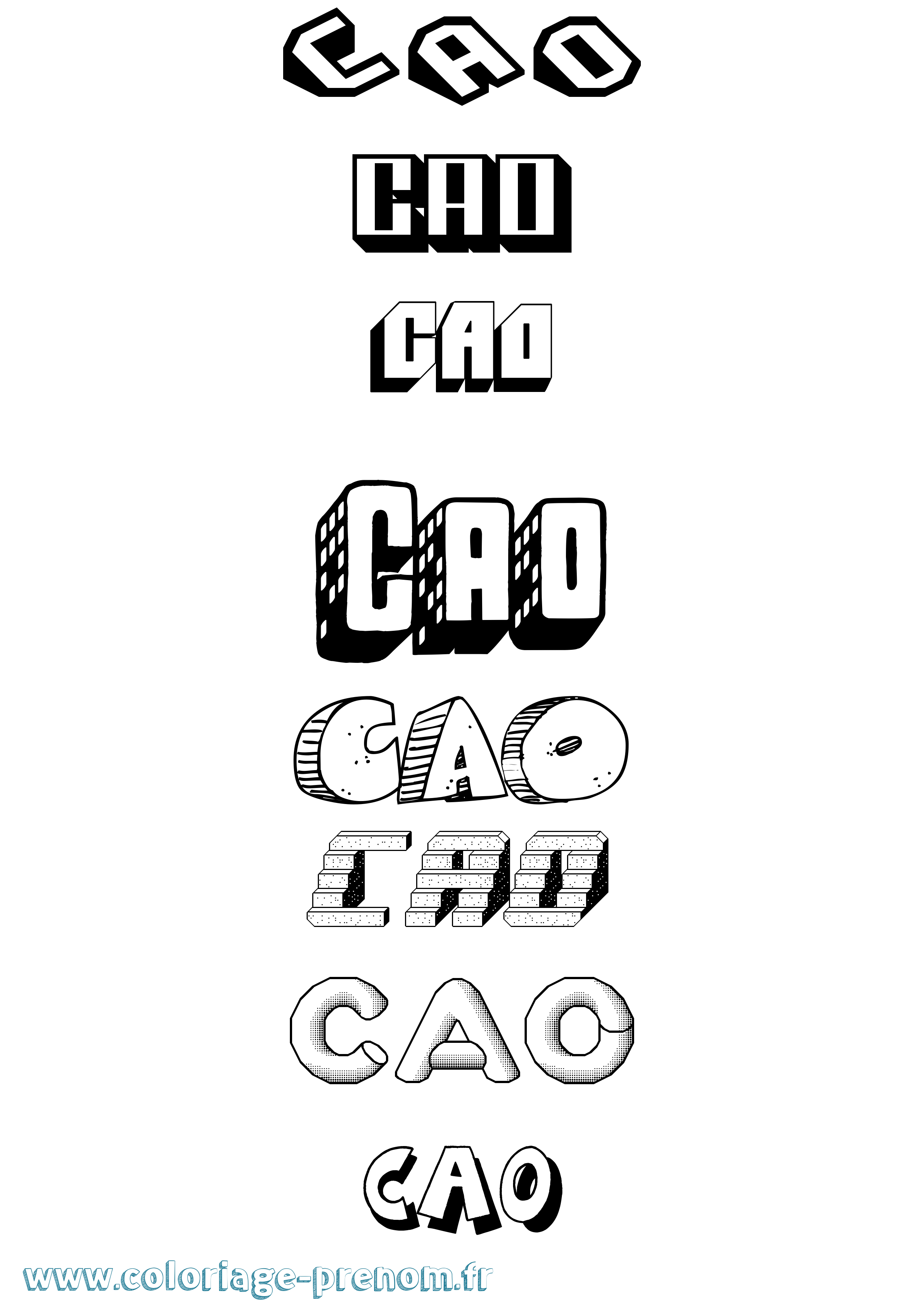 Coloriage Cao Effet 3D Coloriage prénom Cao Effet 3D