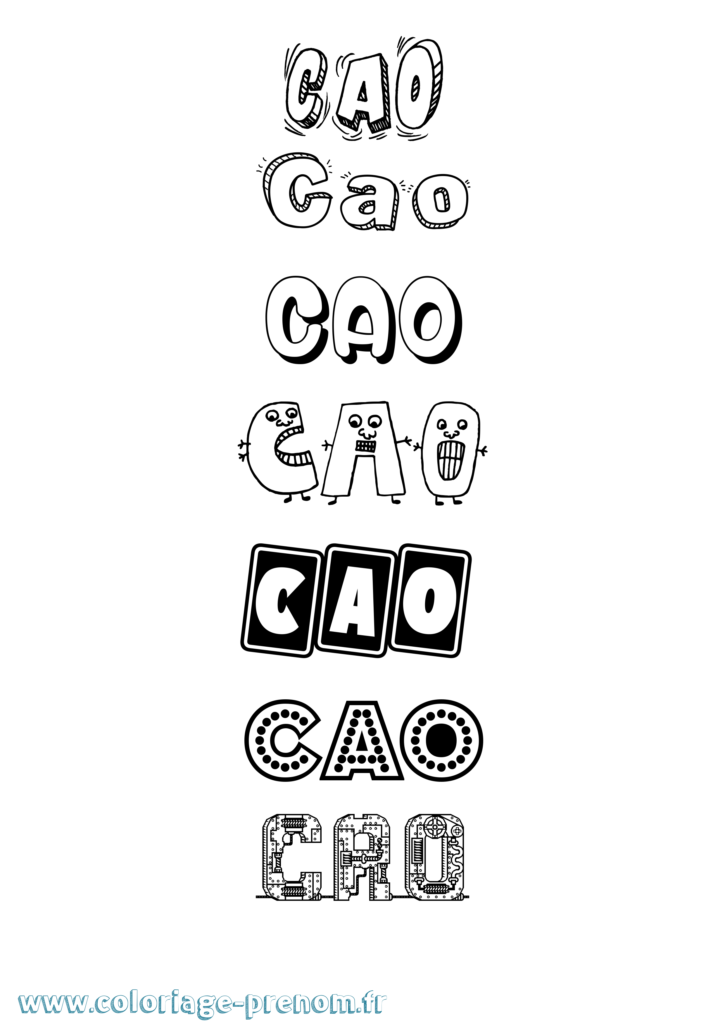 Coloriage Cao Fun Coloriage prénom Cao Fun