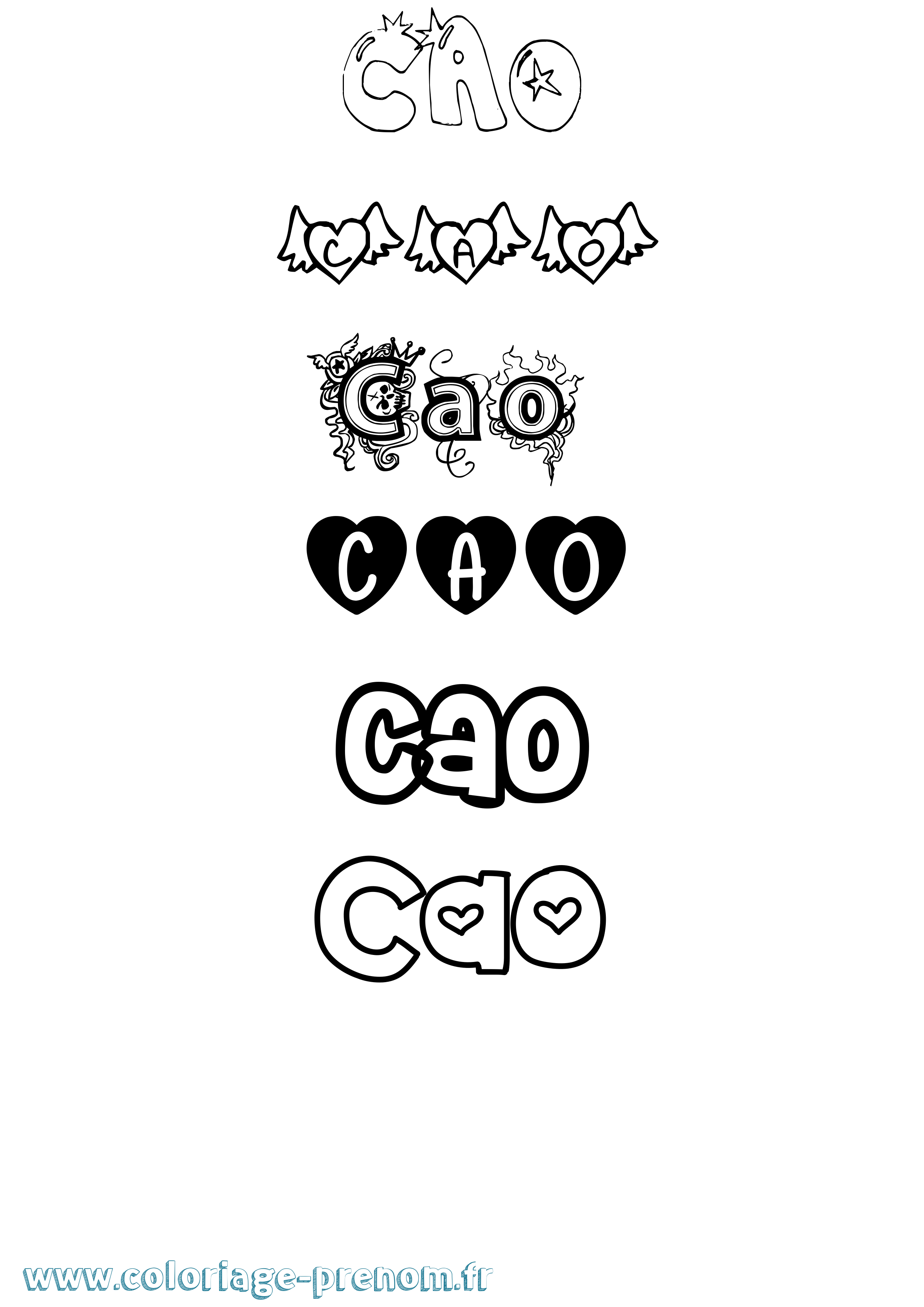 Coloriage Cao Girly Coloriage prénom Cao Girly