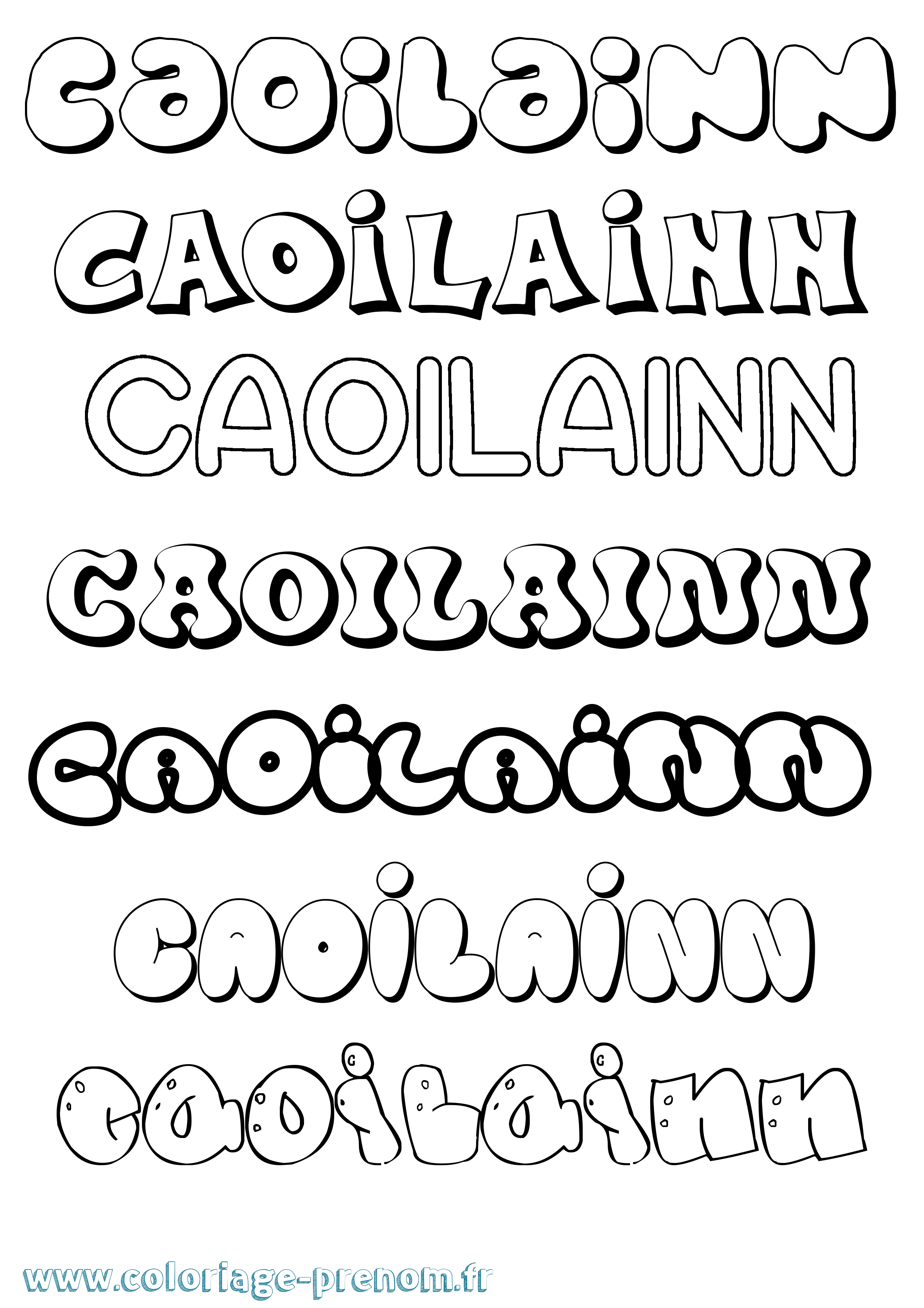 Coloriage prénom Caoilainn Bubble