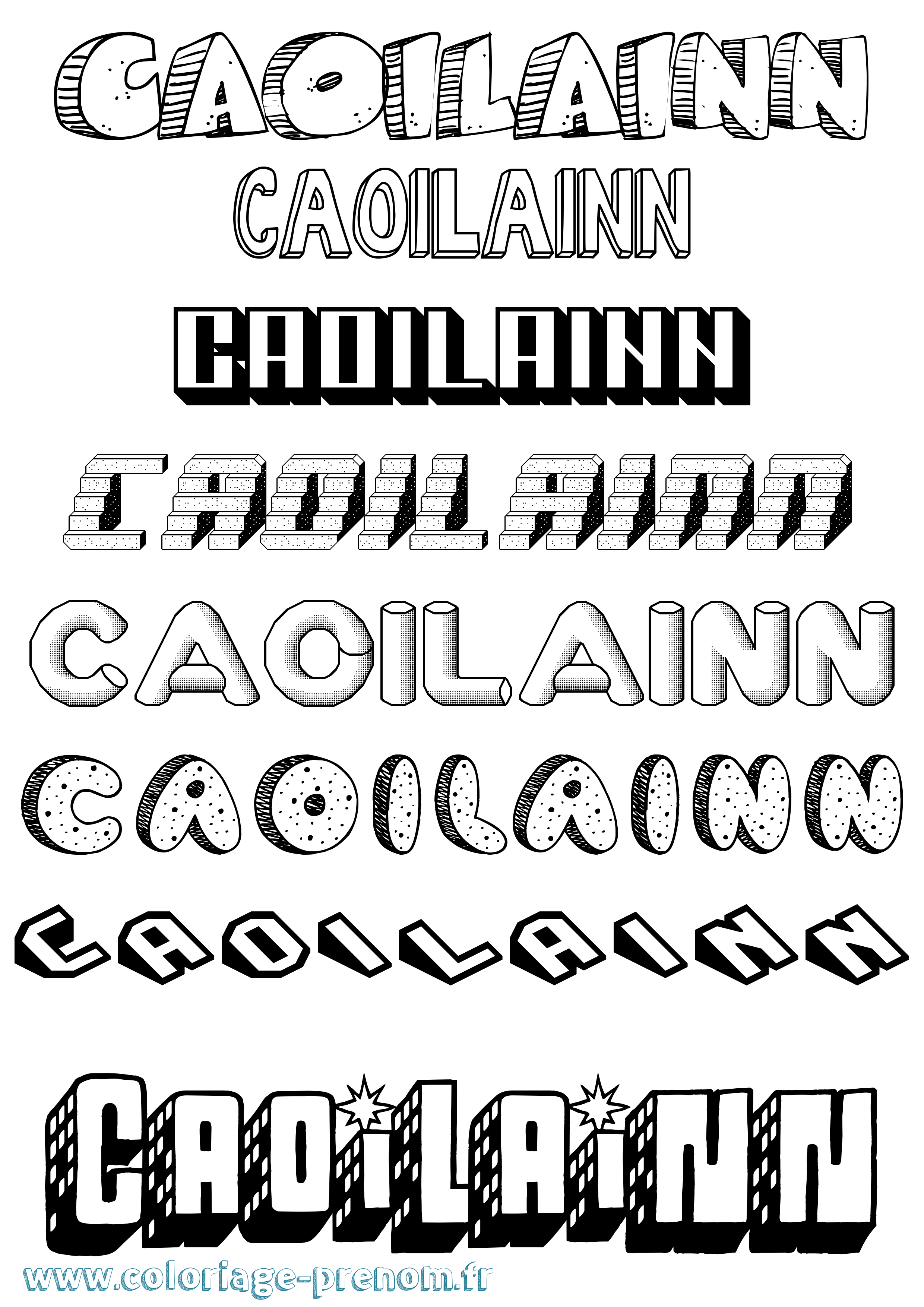 Coloriage Caoilainn Effet 3D Coloriage prénom Caoilainn Effet 3D