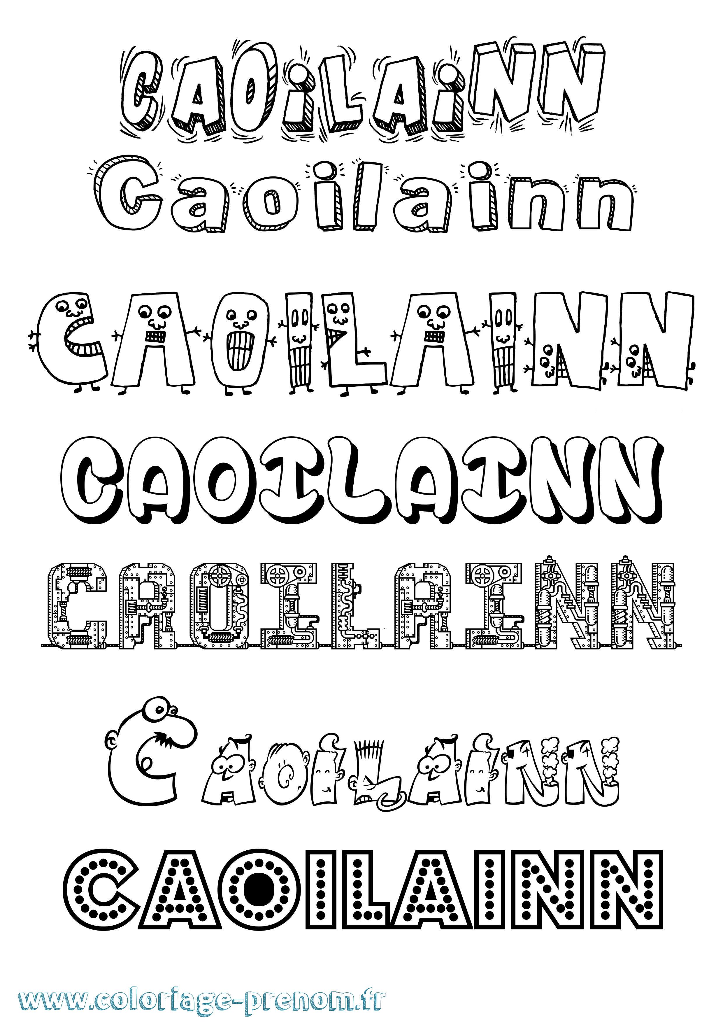 Coloriage prénom Caoilainn Fun