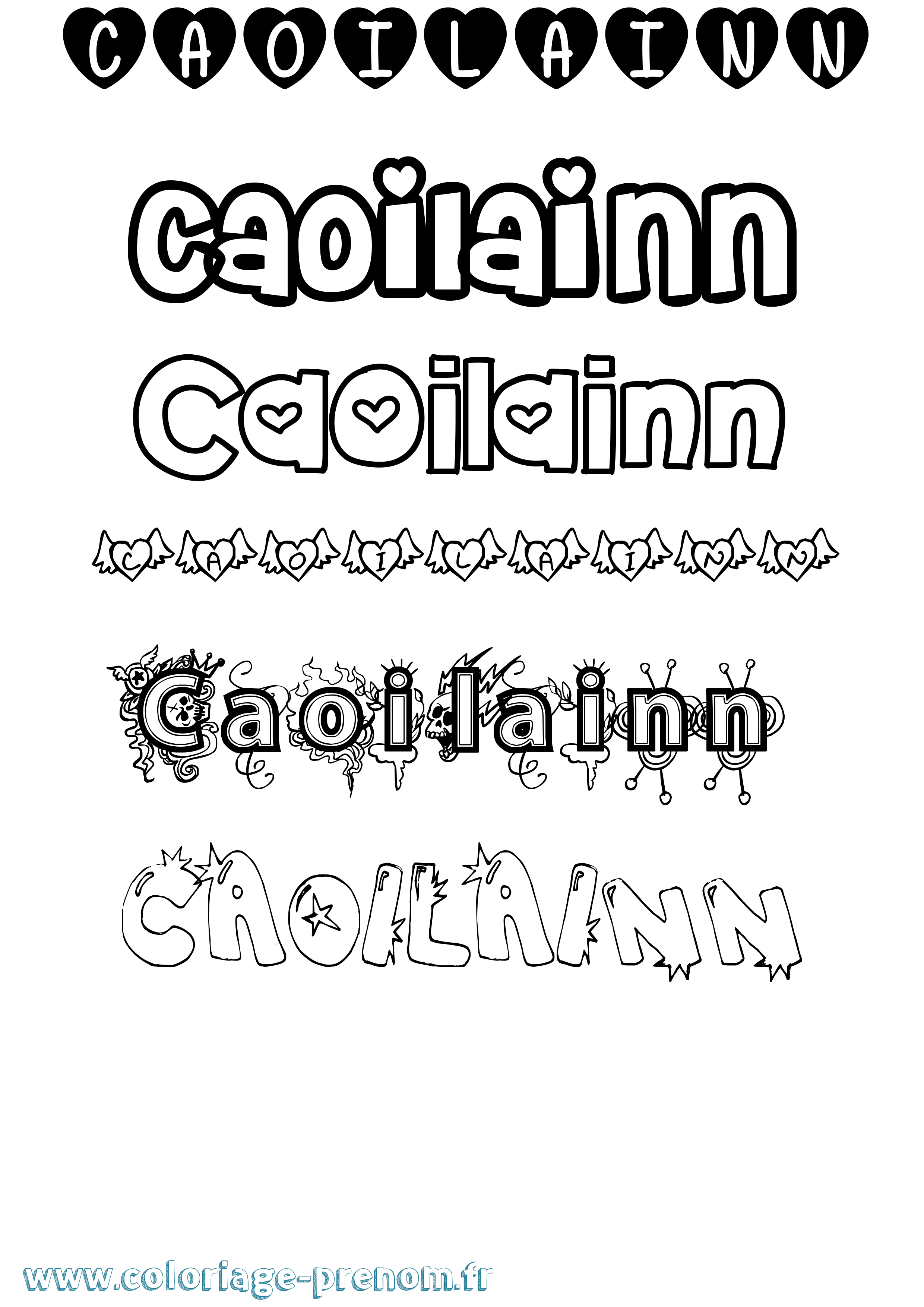 Coloriage prénom Caoilainn Girly