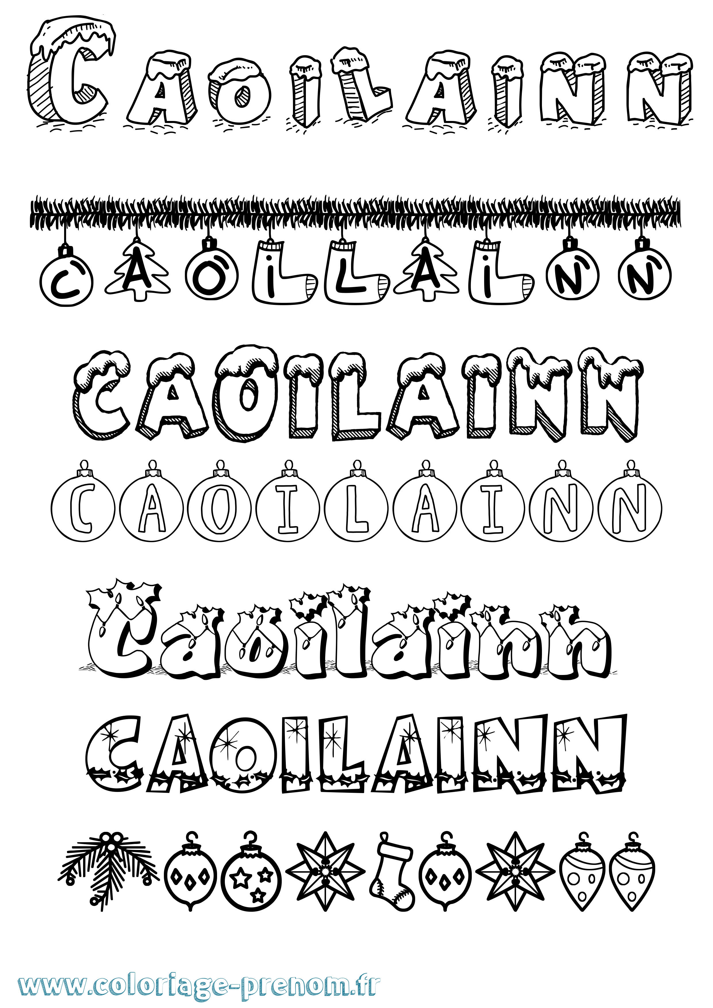 Coloriage Caoilainn Noël Coloriage prénom Caoilainn Noël
