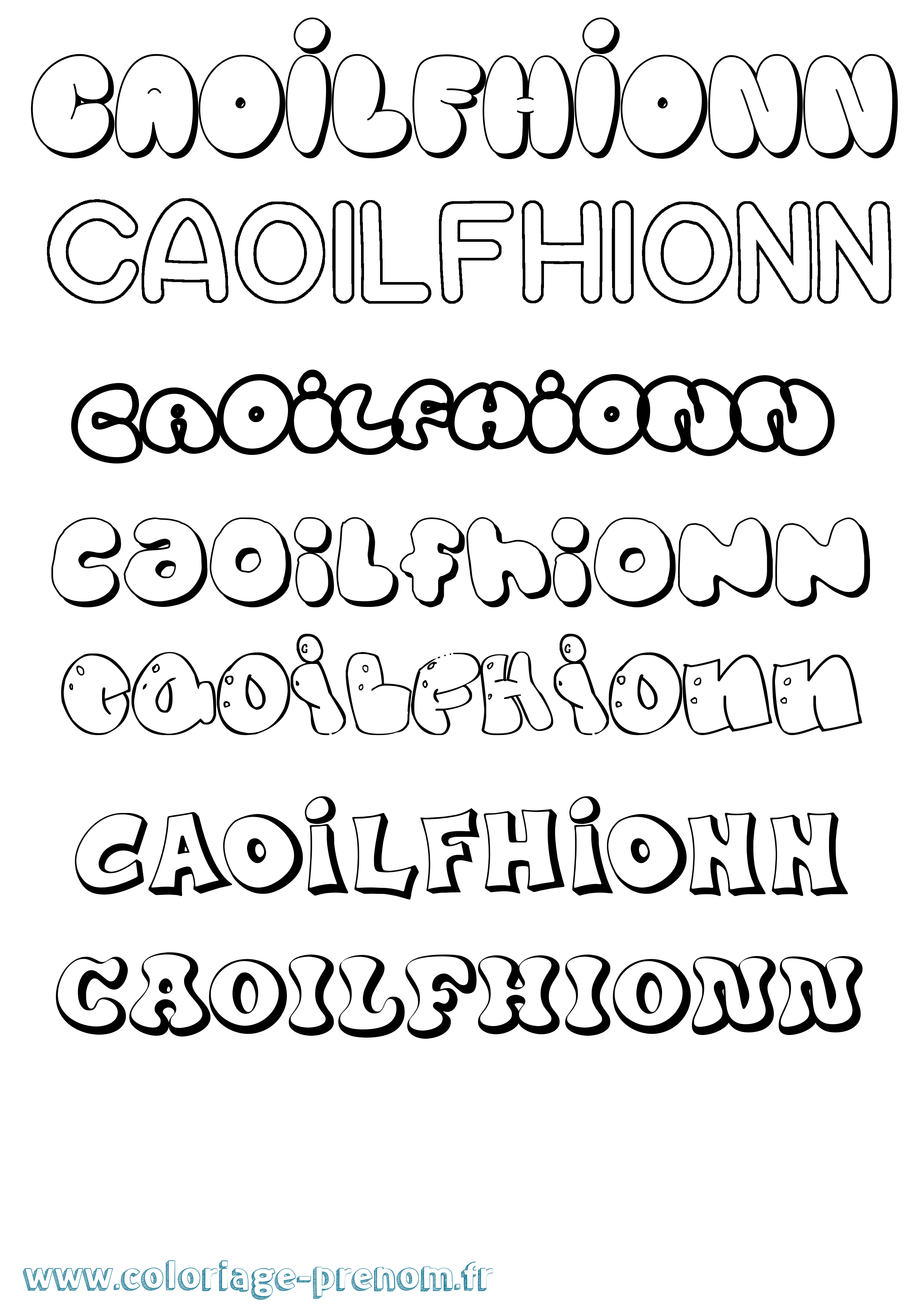 Coloriage Caoilfhionn Bubble Coloriage prénom Caoilfhionn Bubble