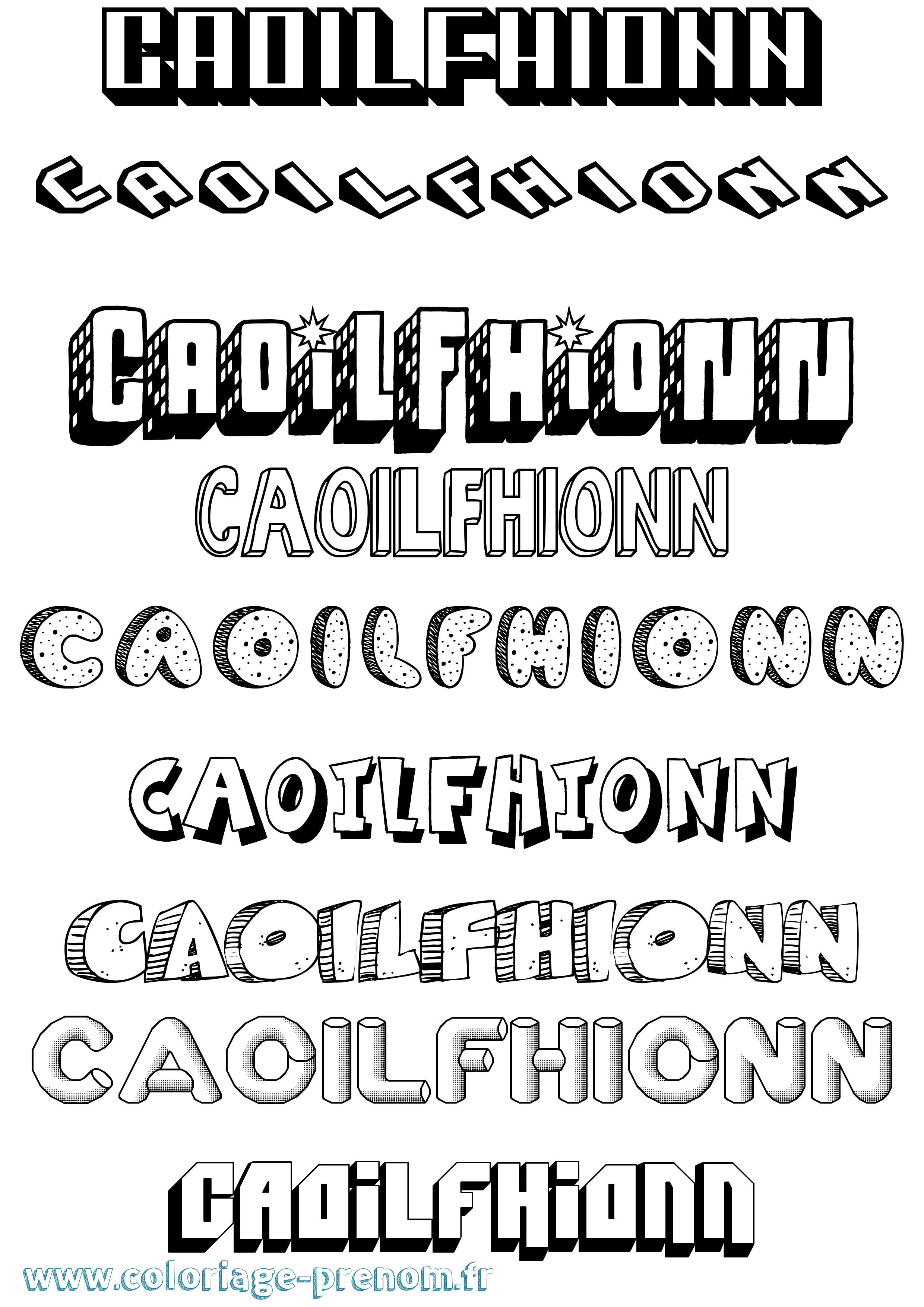 Coloriage Caoilfhionn Effet 3D Coloriage prénom Caoilfhionn Effet 3D