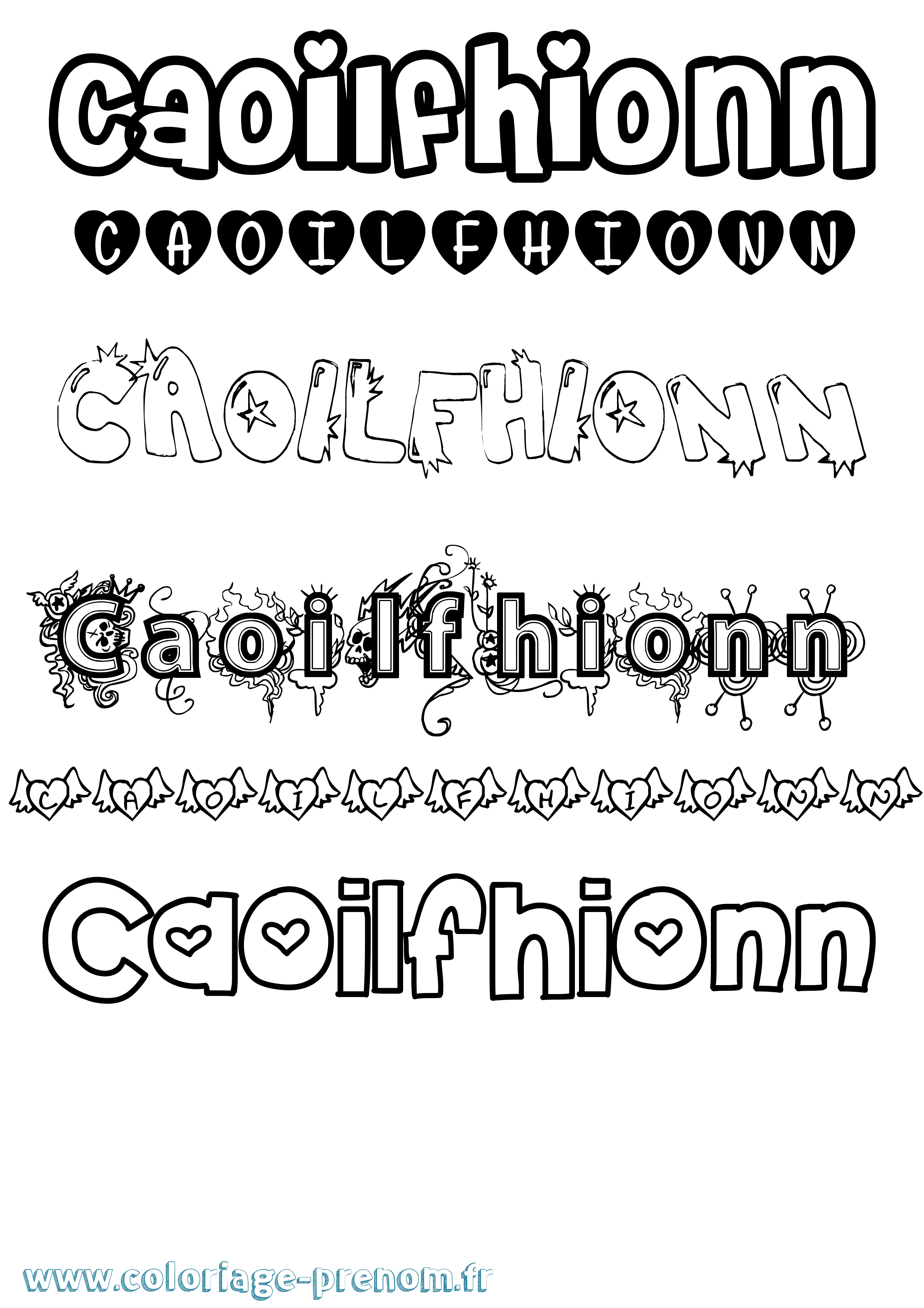 Coloriage Caoilfhionn Girly Coloriage prénom Caoilfhionn Girly