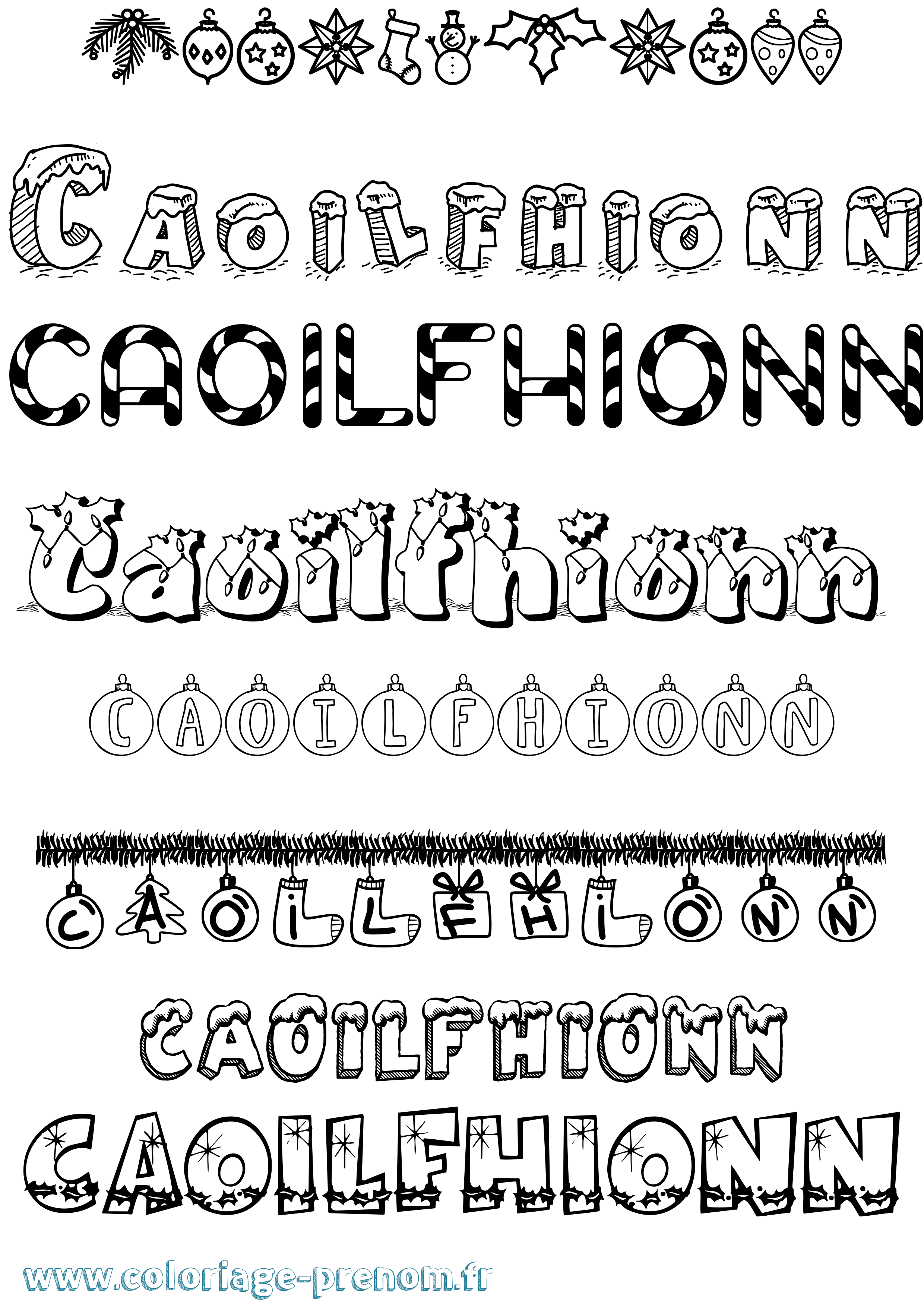Coloriage Caoilfhionn Noël Coloriage prénom Caoilfhionn Noël