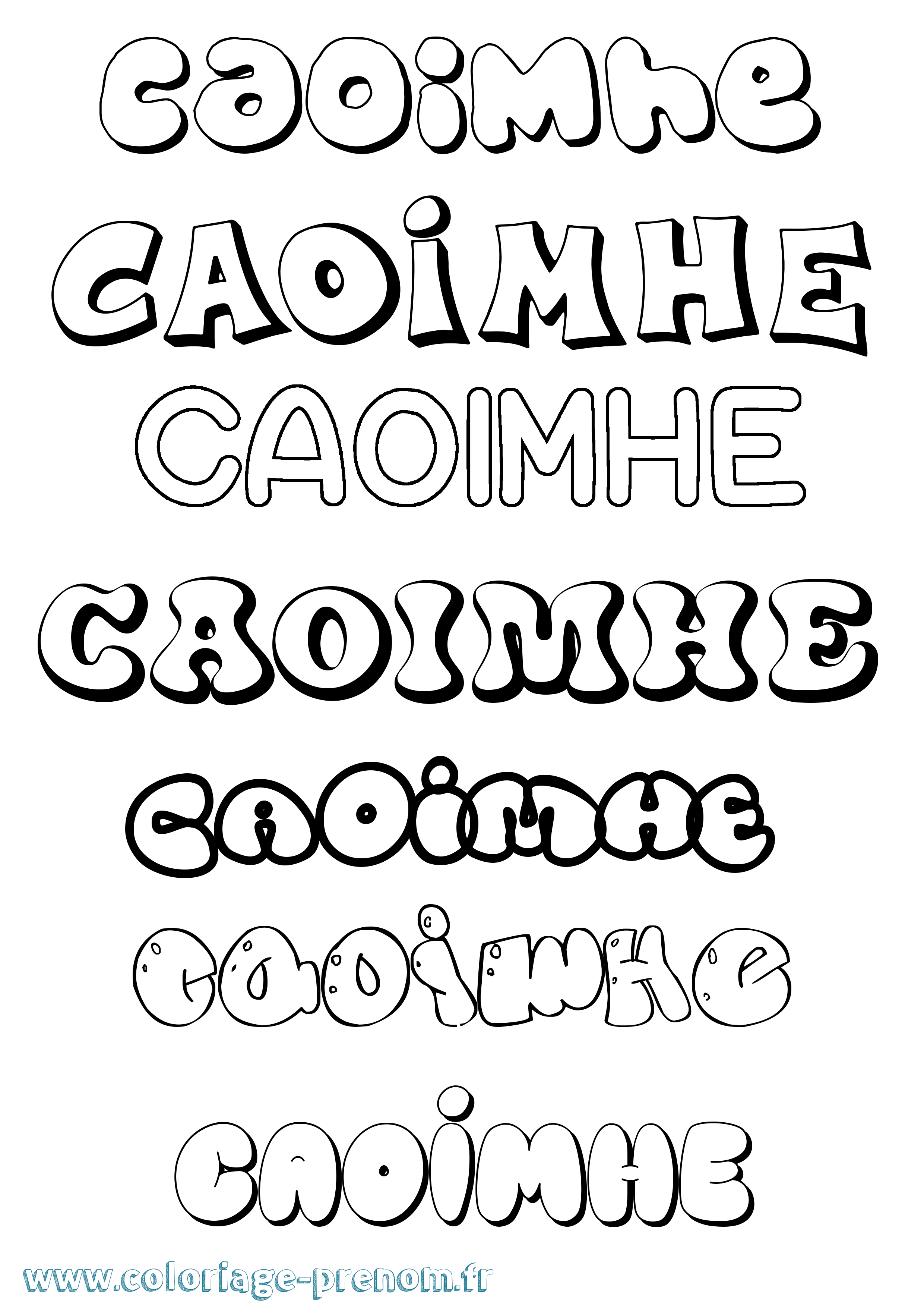 Coloriage prénom Caoimhe Bubble