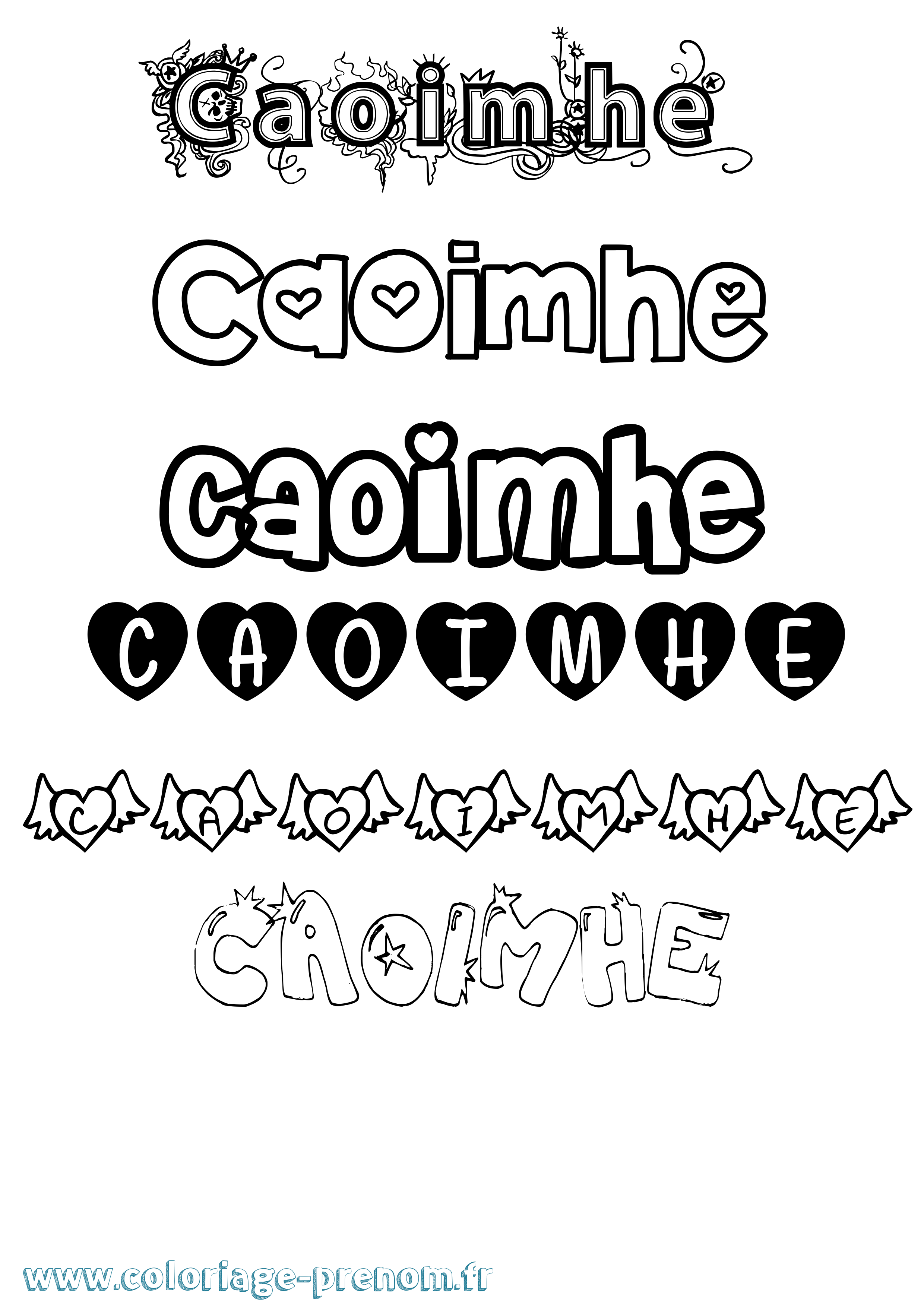 Coloriage prénom Caoimhe Girly