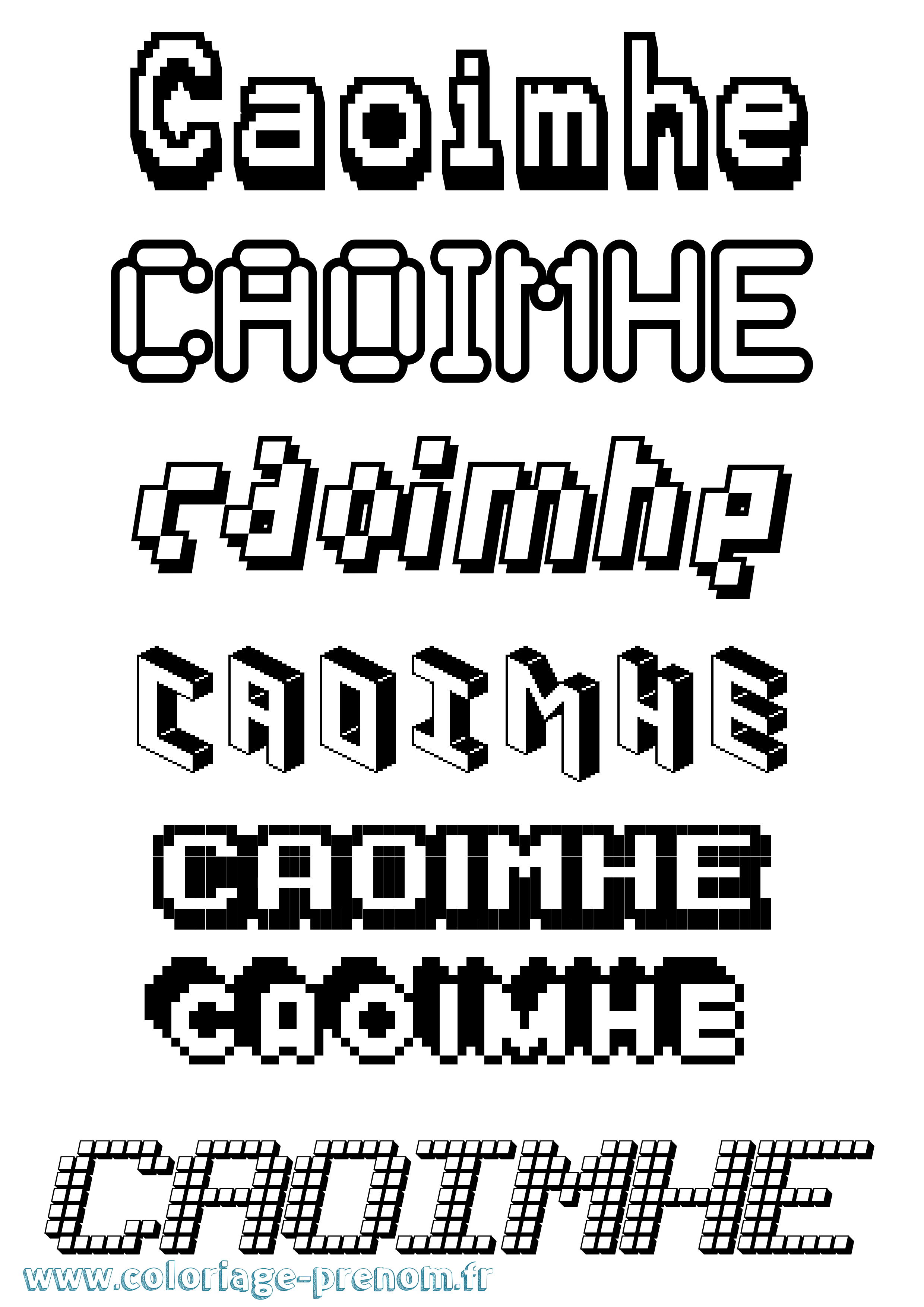 Coloriage prénom Caoimhe Pixel