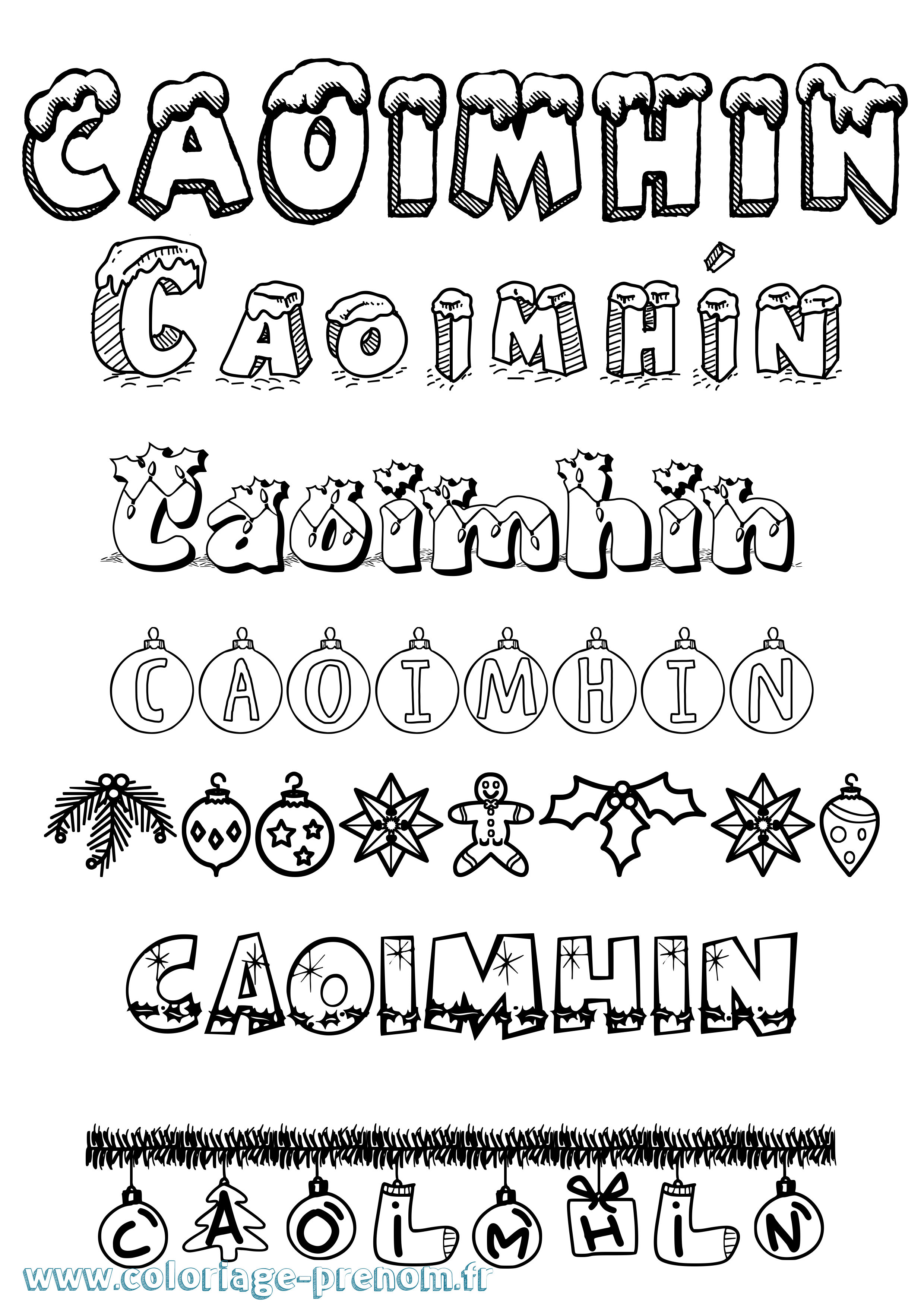 Coloriage Caoimhín Noël Coloriage prénom Caoimhín Noël