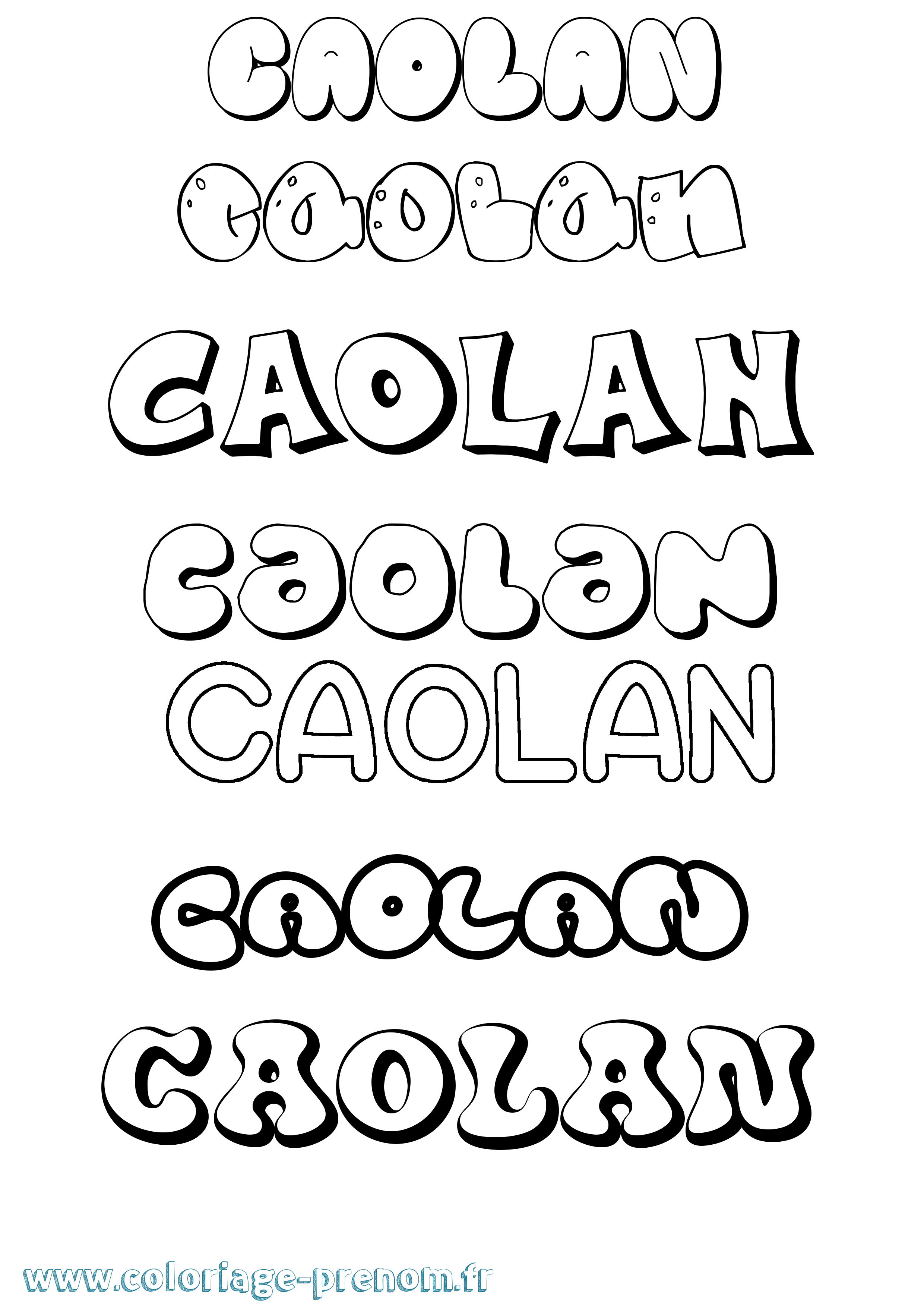 Coloriage prénom Caolan Bubble
