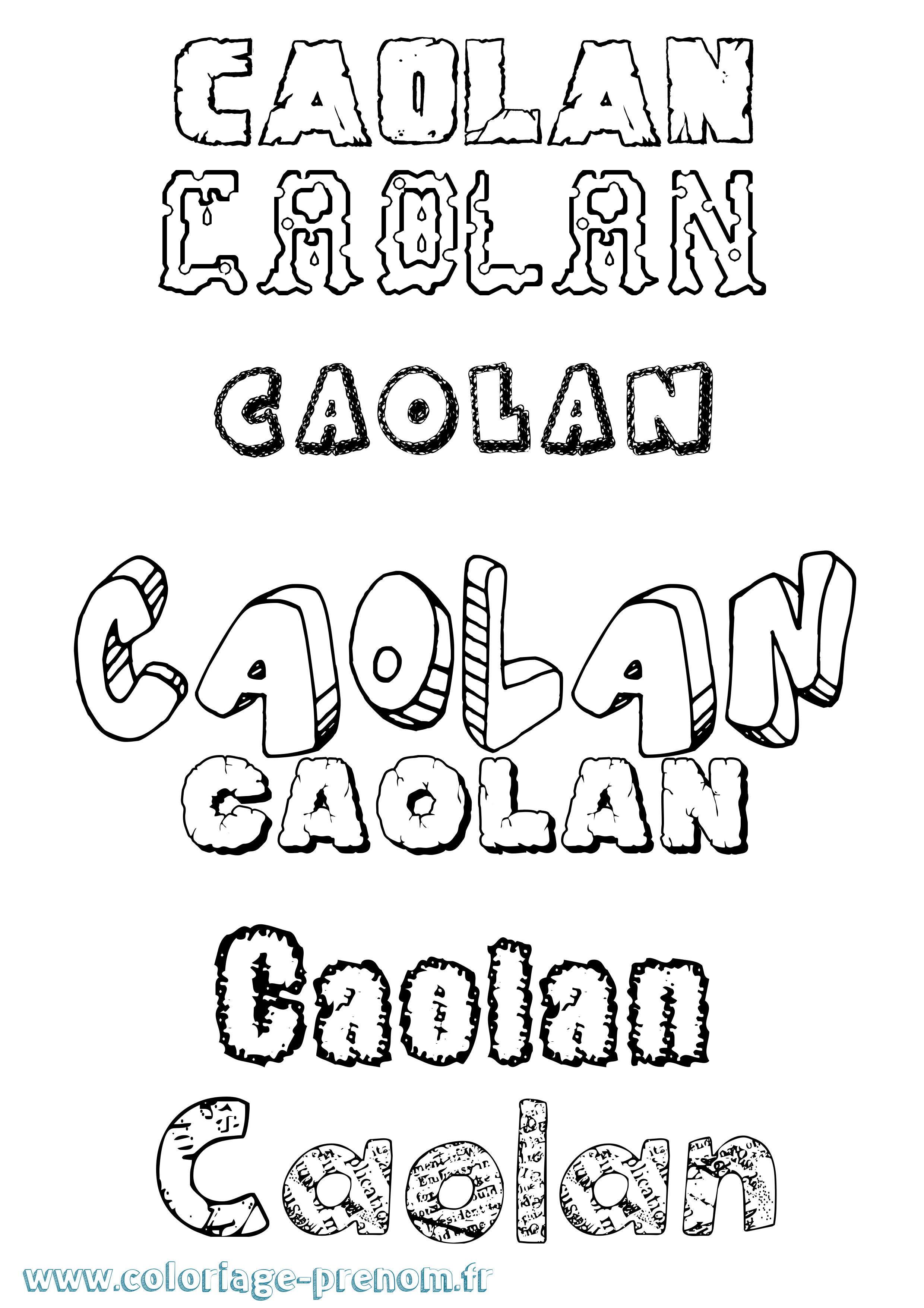 Coloriage prénom Caolan Destructuré