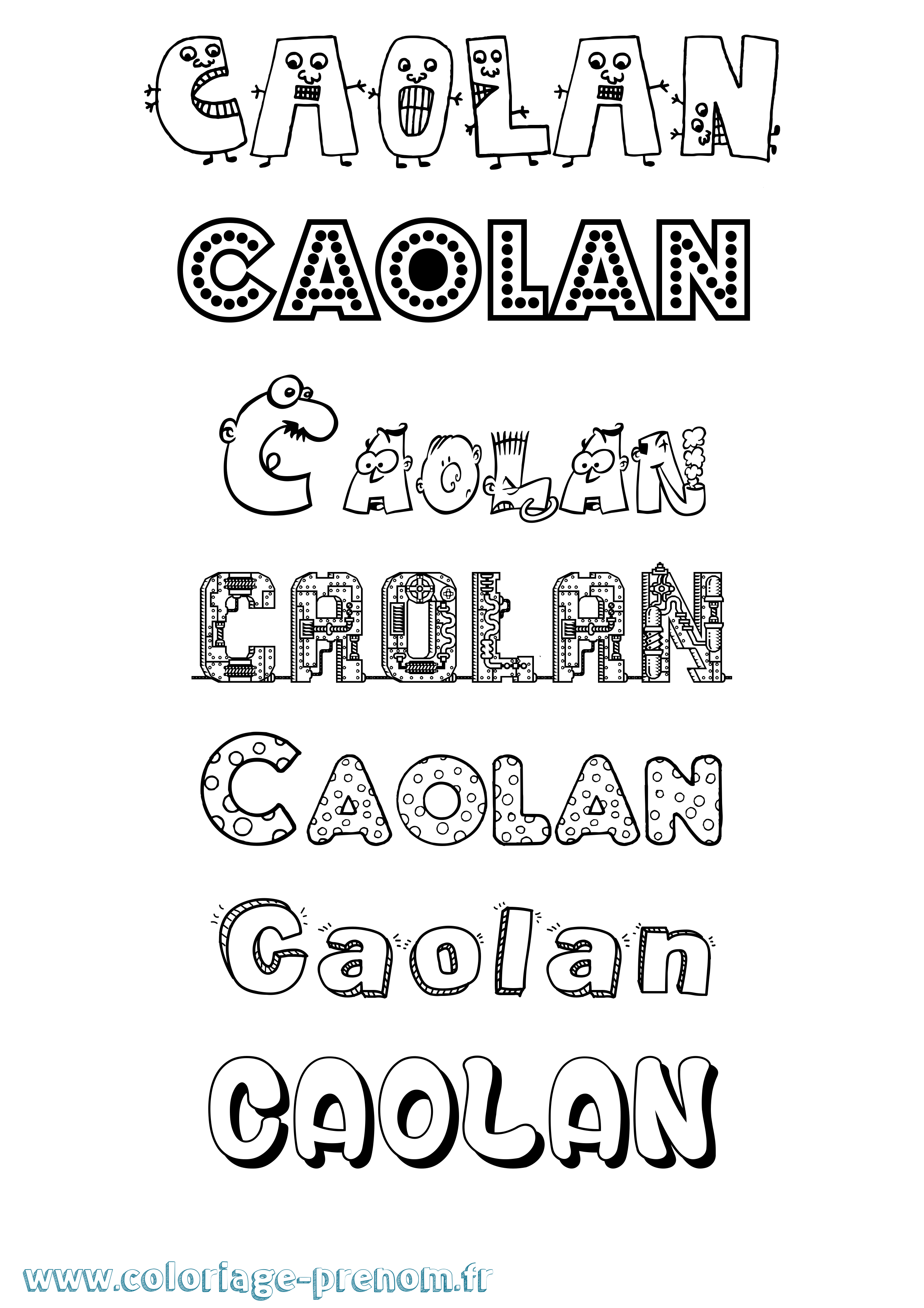Coloriage prénom Caolan Fun