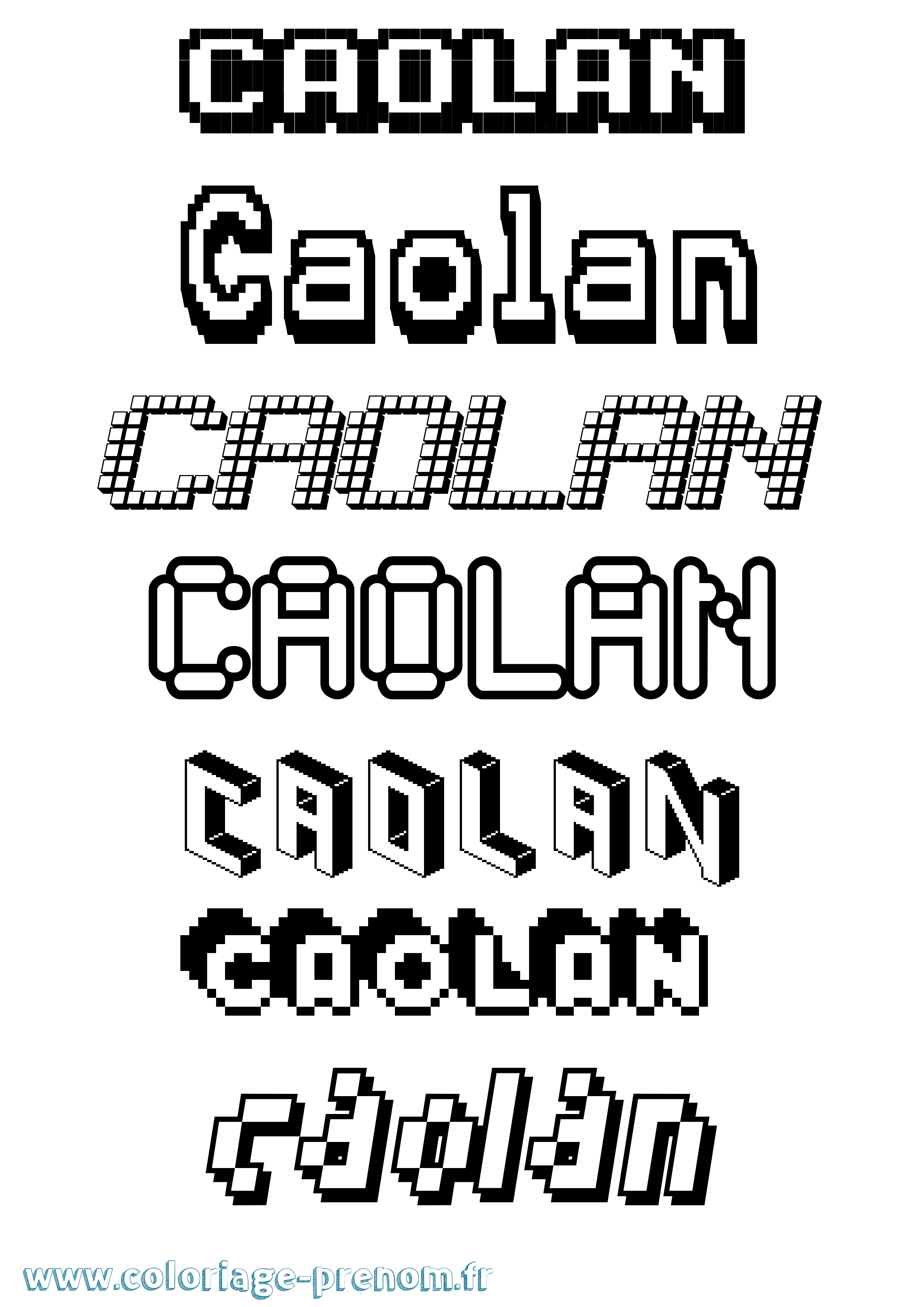 Coloriage prénom Caolan Pixel