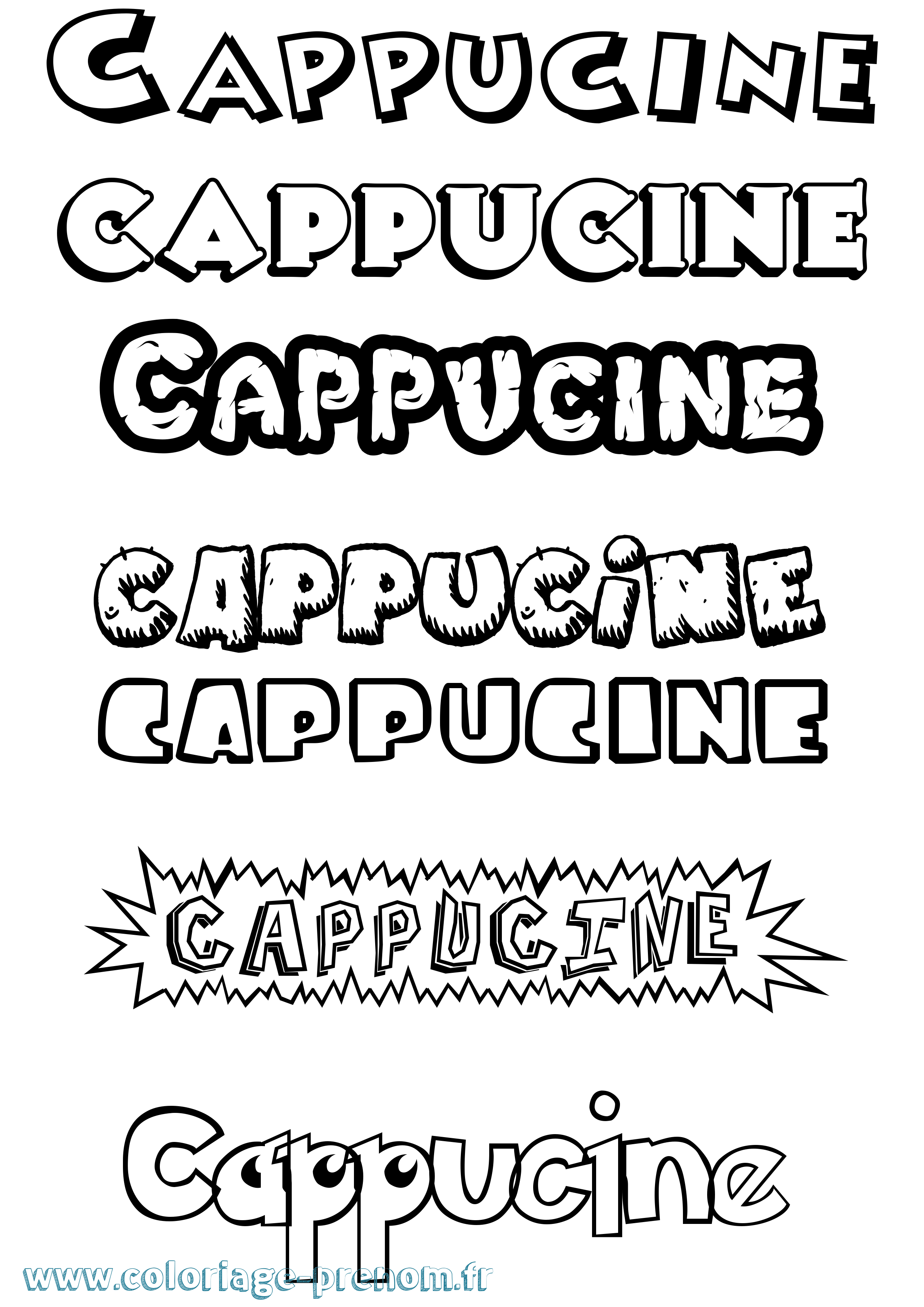 Coloriage Cappucine Dessin Animé Coloriage prénom Cappucine Dessin Animé