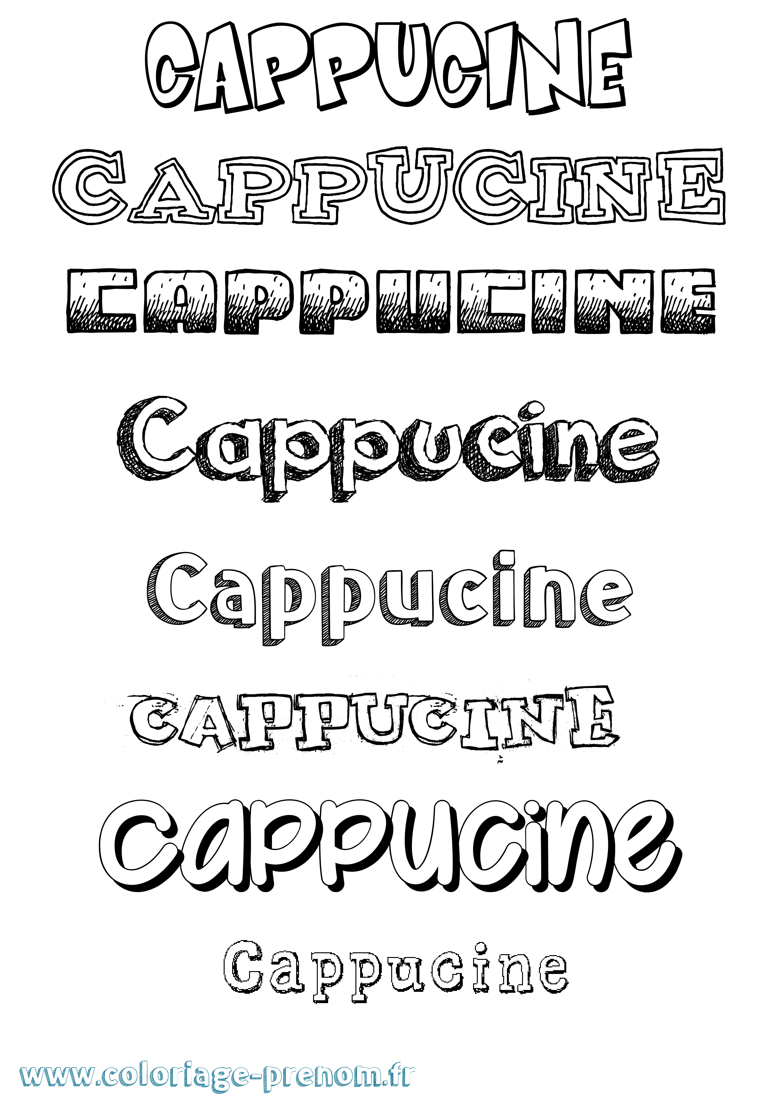 Coloriage prénom Cappucine Dessiné
