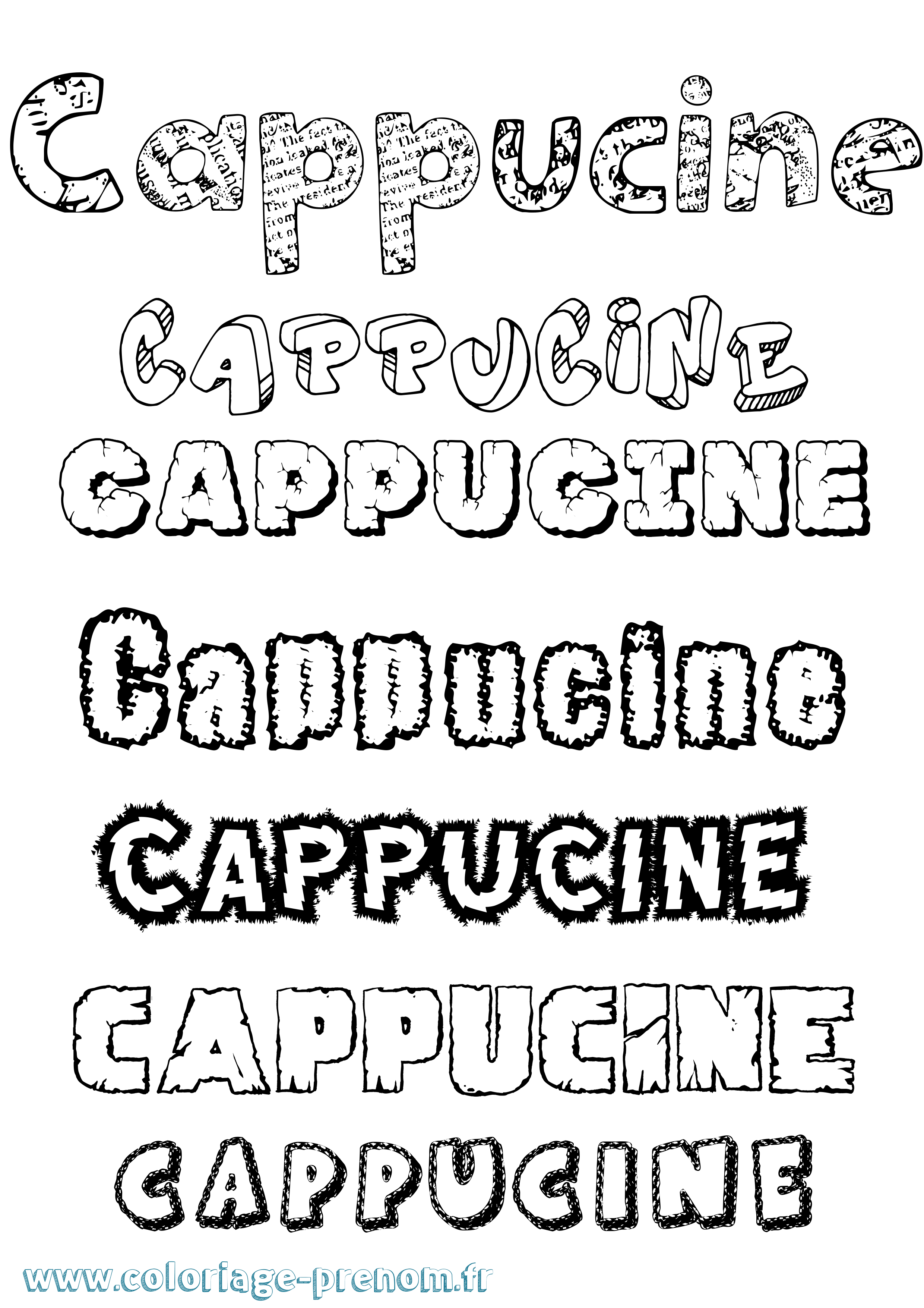 Coloriage Cappucine Destructuré Coloriage prénom Cappucine Destructuré