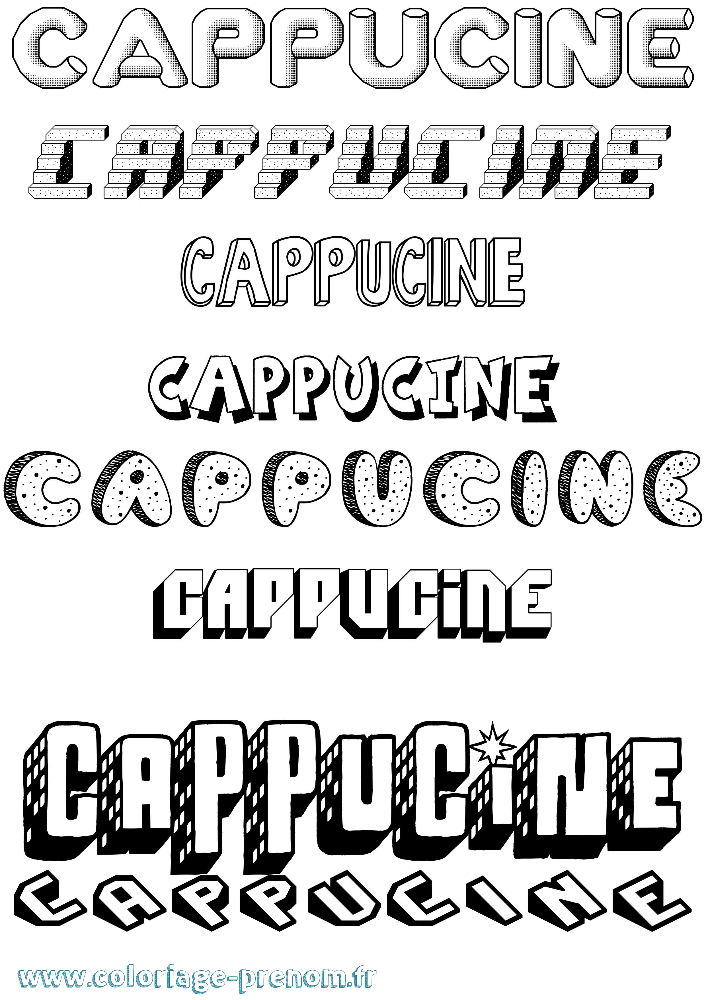 Coloriage prénom Cappucine Effet 3D