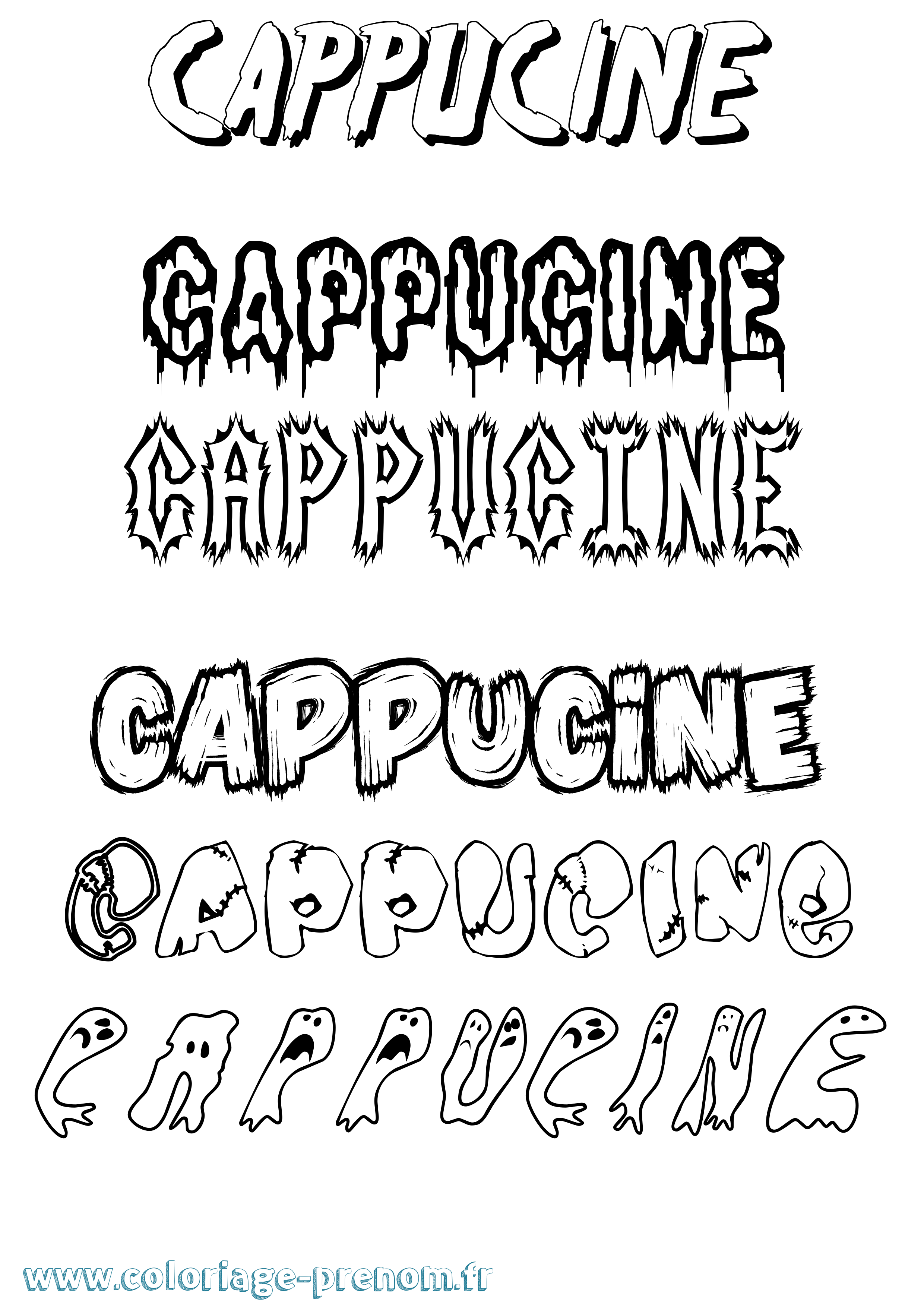 Coloriage Cappucine Frisson Coloriage prénom Cappucine Frisson