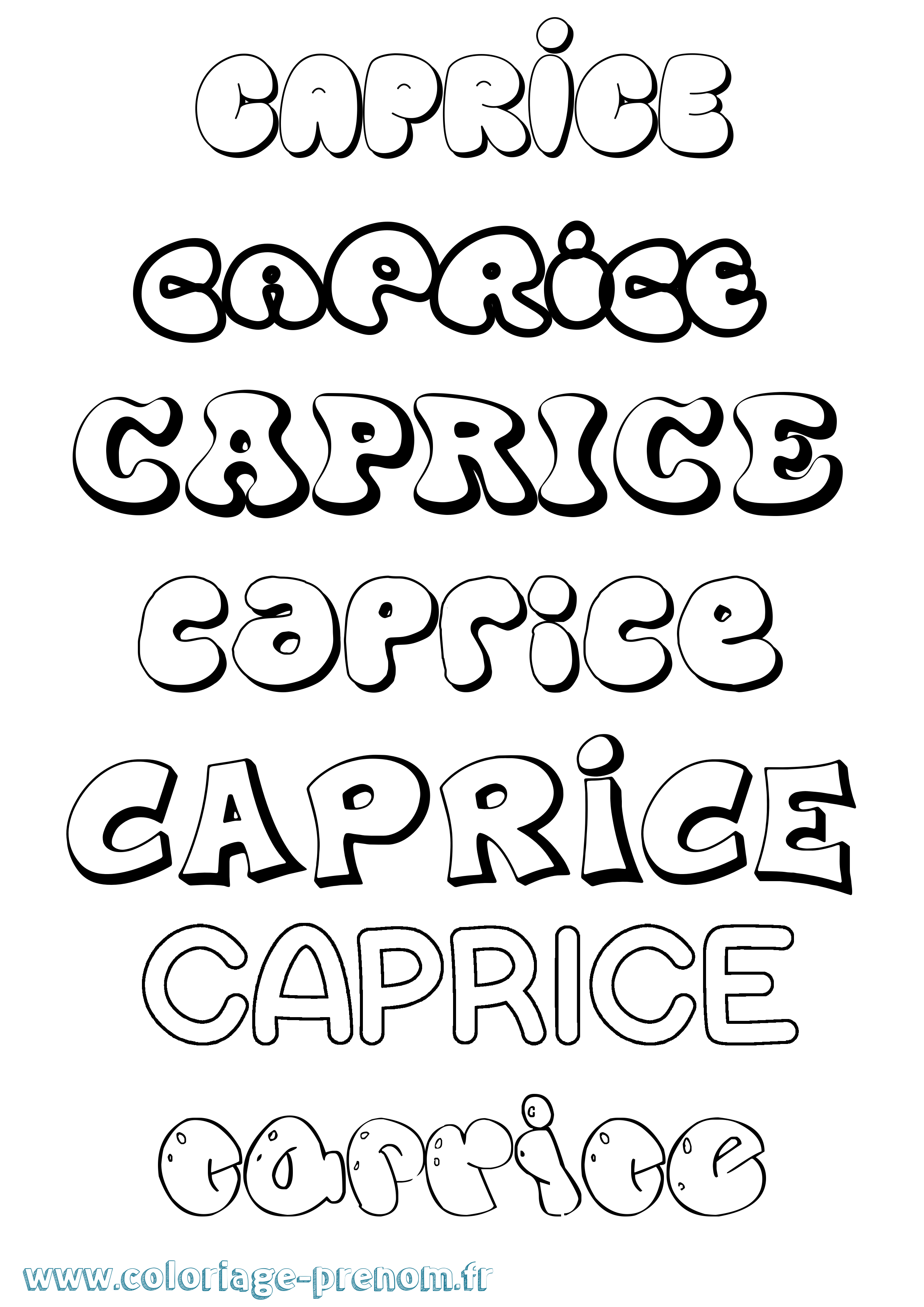 Coloriage prénom Caprice Bubble