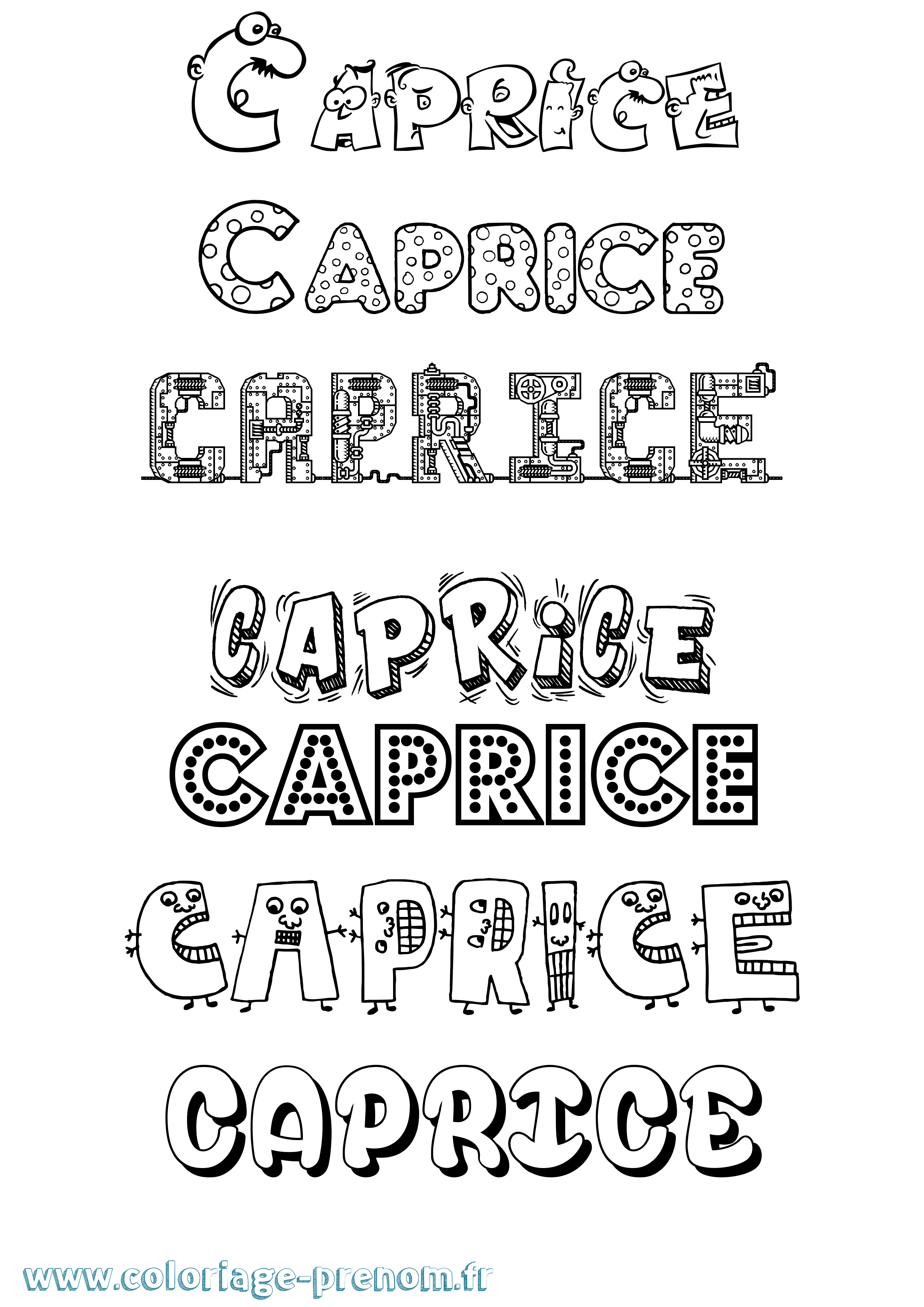 Coloriage prénom Caprice Fun