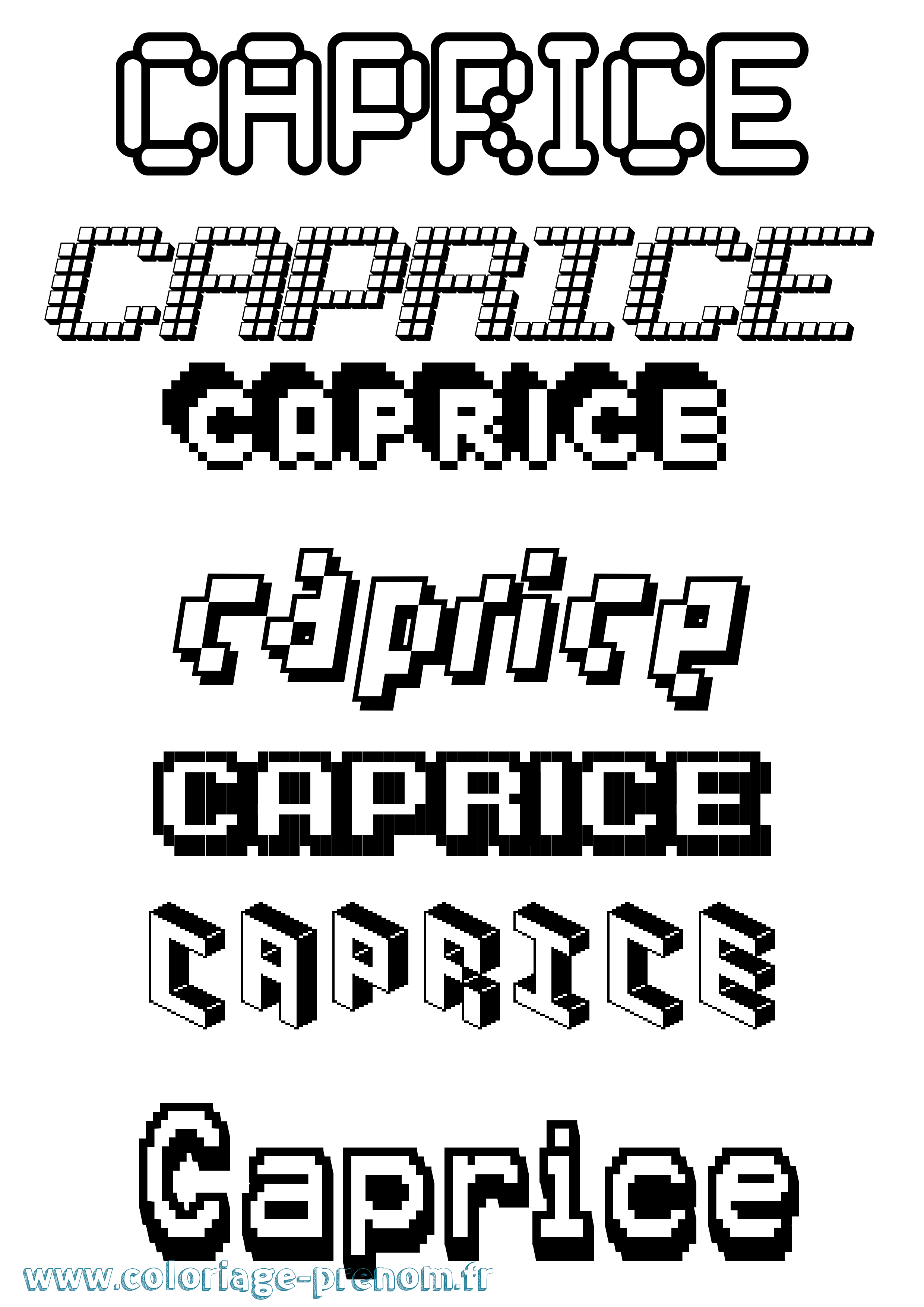 Coloriage prénom Caprice Pixel